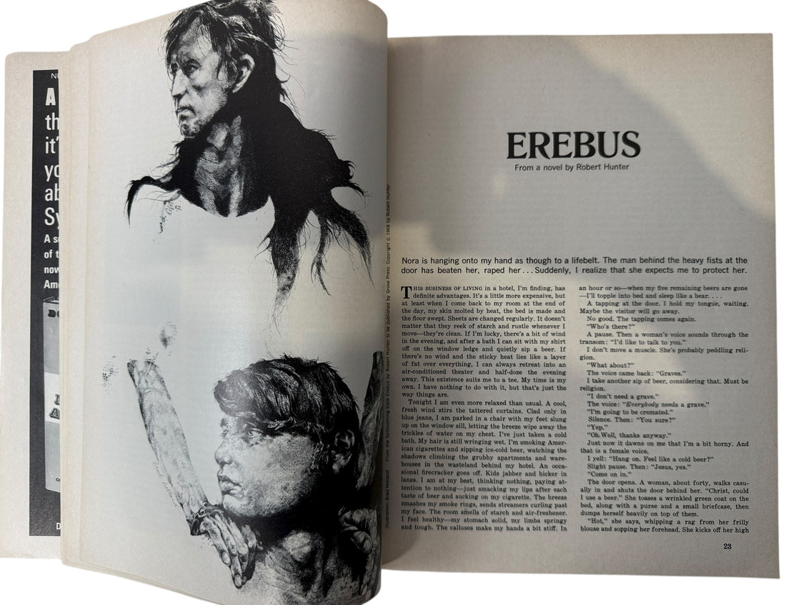 1969 Evergreen Review magazine featuring Robert F. Kennedy cover by Paul Davis. Classic counterculture issue with Burroughs, Hentoff &amp; Lahr.