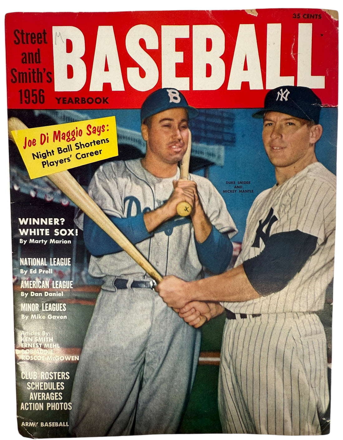 1956 Street &amp; Smith Baseball Yearbook with Duke Snider and Mickey Mantle cover, rosters, stats, and vintage MLB features. Classic 1950s baseball collectible.