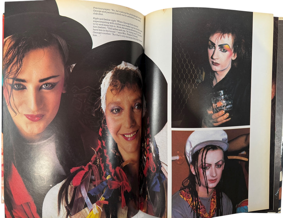 1984 Boy George &amp; Culture Club photo book with rare colour images and biography by Simon Tebbutt. Gallery Books hardcover printed in Spain. Pop icon collectible.