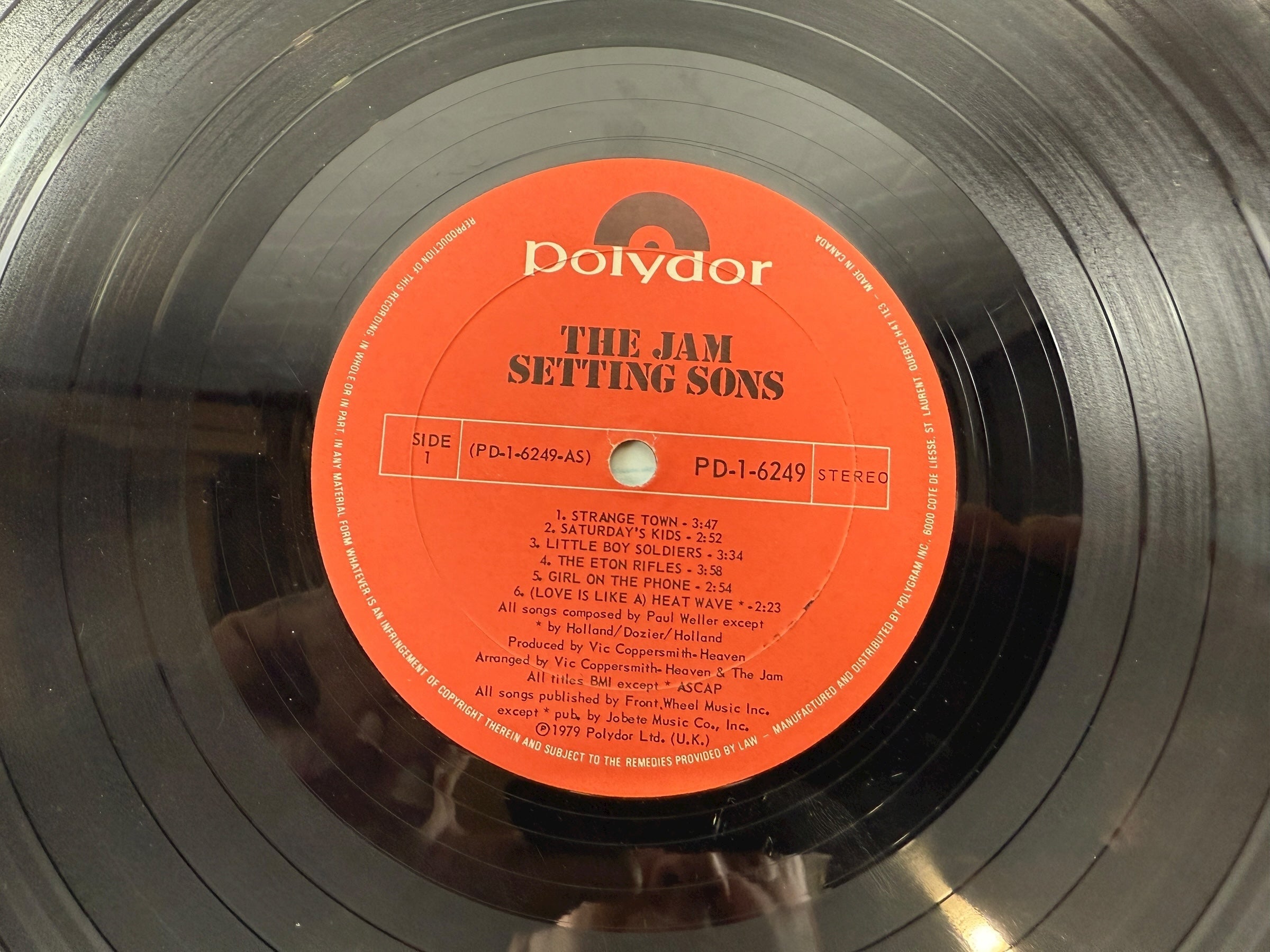 Vintage 1979 The Jam Setting Sons LP on Polydor, U.S. pressing. VG play copy with clean labels and original sleeve. Classic Mod Revival essential.