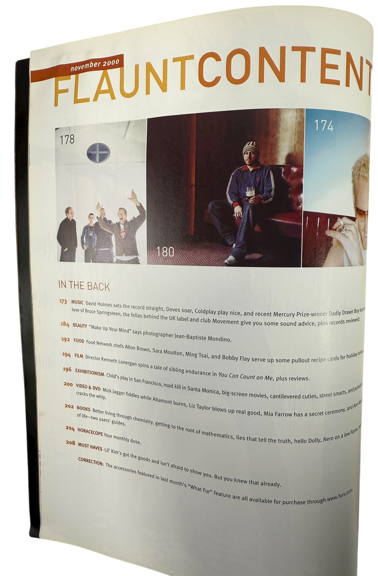 Flaunt Magazine Second Anniversary Nov 2000. Gold-foil mosaic cover, VG condition, clean pages. Rare early collector issue for fashion and design fans.