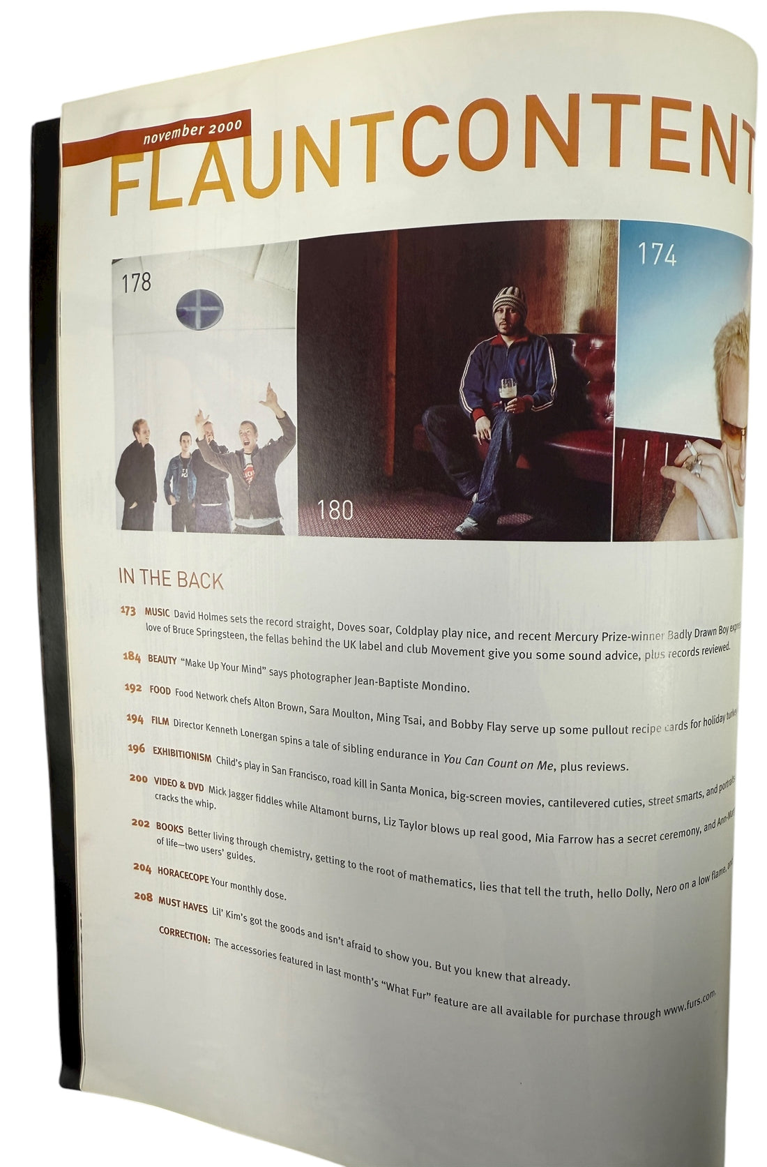 Flaunt Magazine Second Anniversary Nov 2000. Gold-foil mosaic cover, VG condition, clean pages. Rare early collector issue for fashion and design fans.