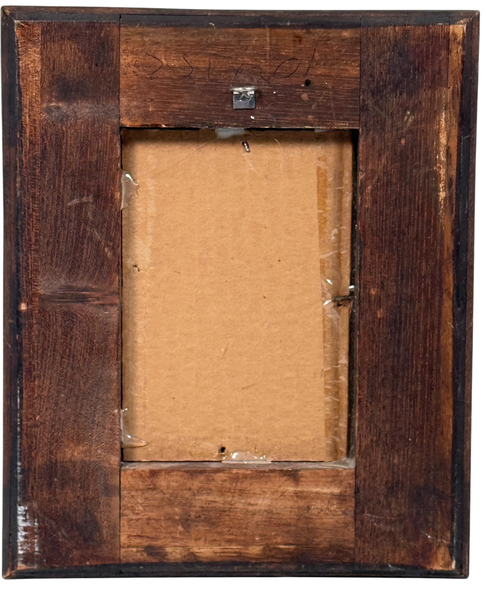 Back view of a wooden picture frame with a cardboard insert.