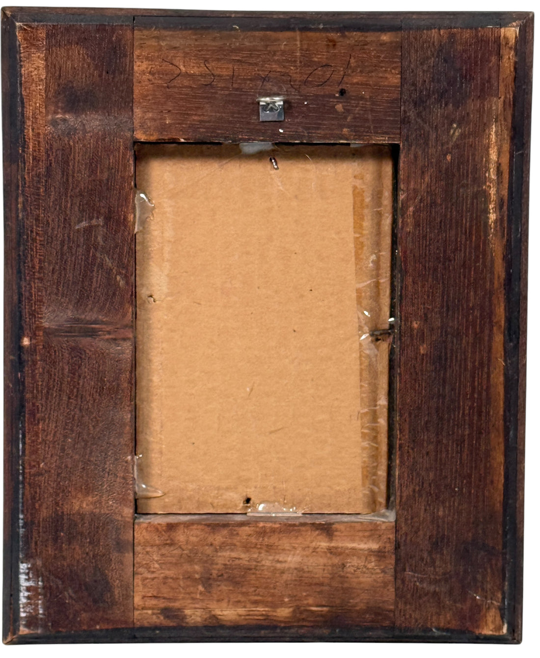 Back view of a wooden picture frame with a cardboard insert.