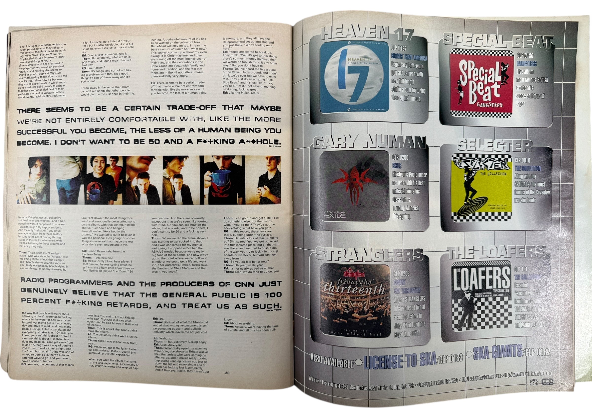 Ray Gun Magazine March 1998 Issue 54 with Radiohead cover. Iconic 1990s design and music culture collectible in good vintage condition.