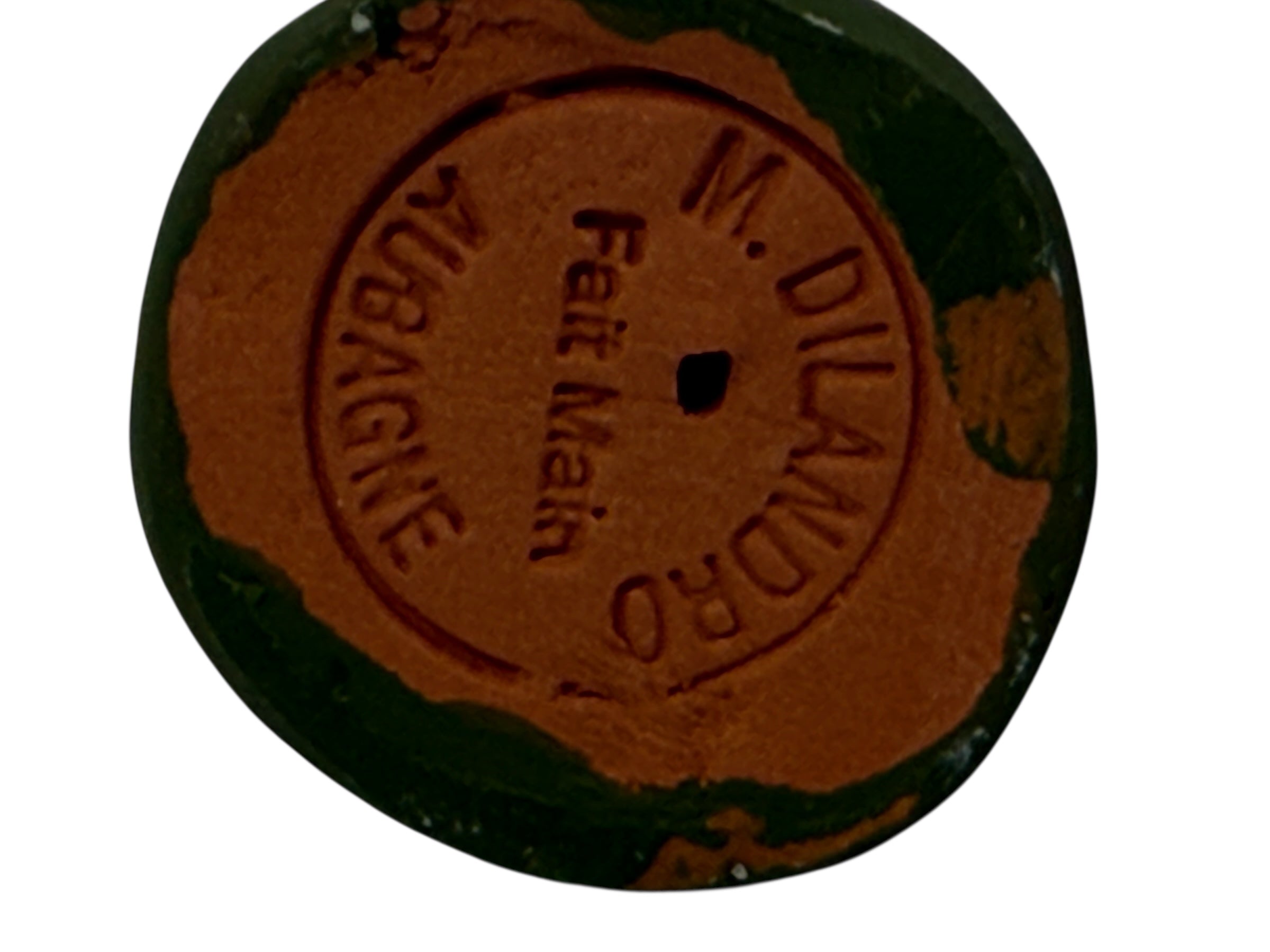 Mid-century French Aubagne pottery figurine by N. Dilandro. Handmade Provençal faience village woman, 1950s French folk art décor.