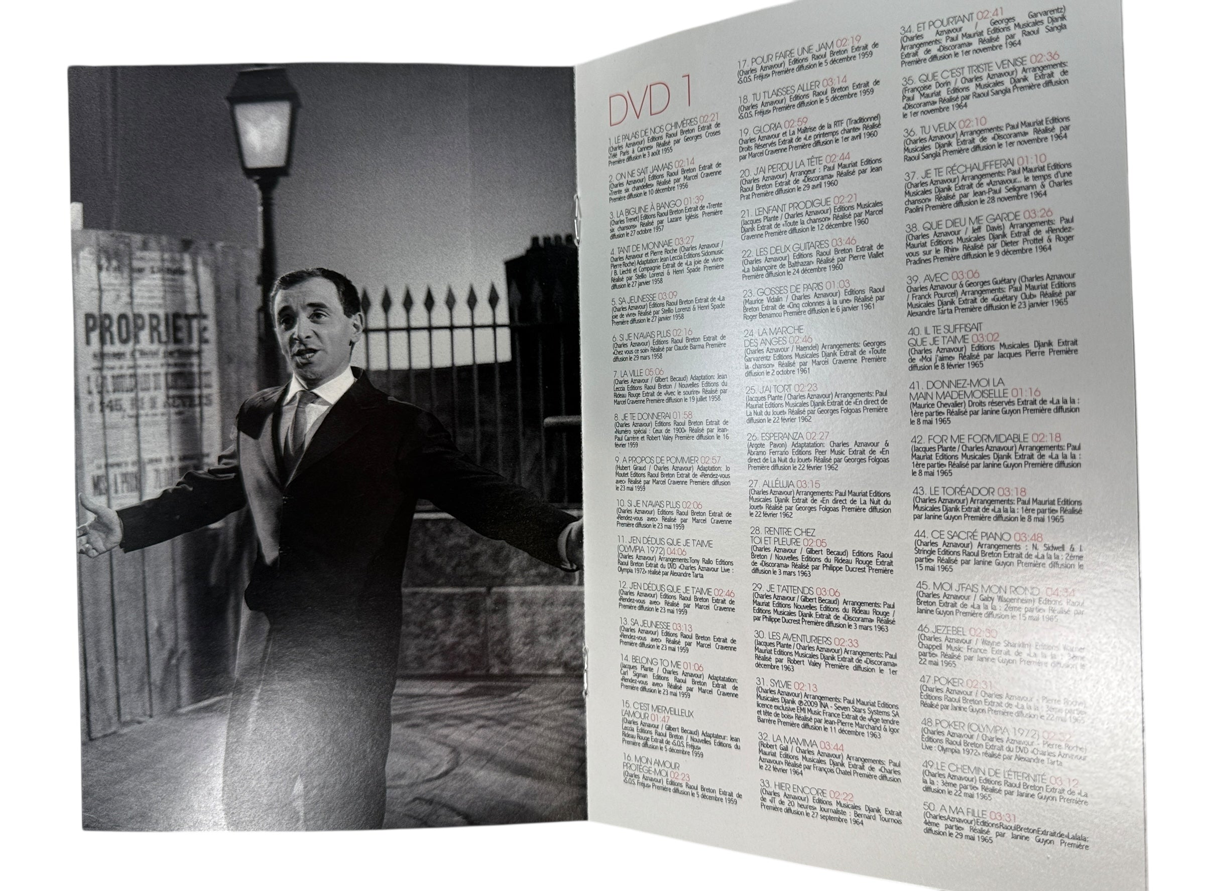 Rare 3-DVD Charles Aznavour anthology featuring 135 classic performances from 1955–1972. EMI France collector edition. Complete set.