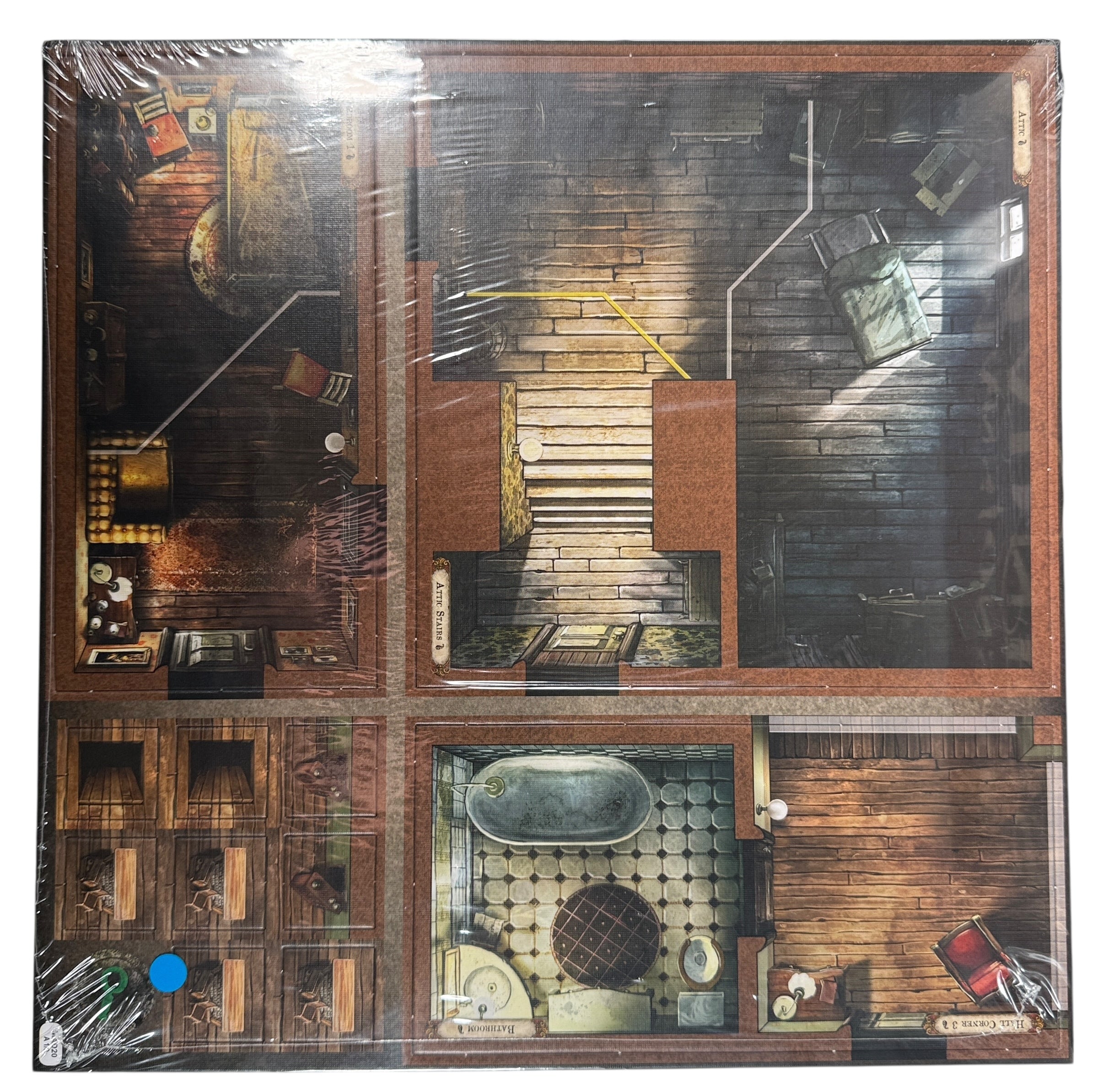 Cooperative horror board game for 1–5 players. Mansions of Madness Second Edition by Fantasy Flight, complete with tiles, minis, and rules.