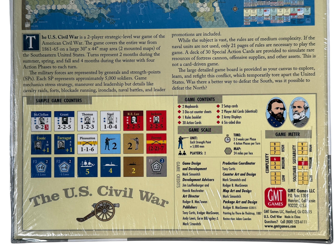 Unpunched 2015 GMT Games The U.S. Civil War strategic board game by Mark Simonitch. Large hex map, deep gameplay, shrink torn on one side.