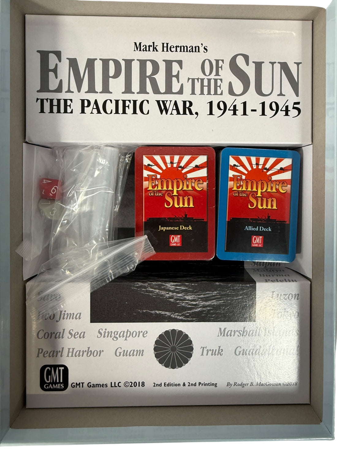 Classic GMT card-driven WWII strategy game covering the Pacific War. Complete 2nd Edition with solitaire system, maps, and cards. Clean, ready to play.