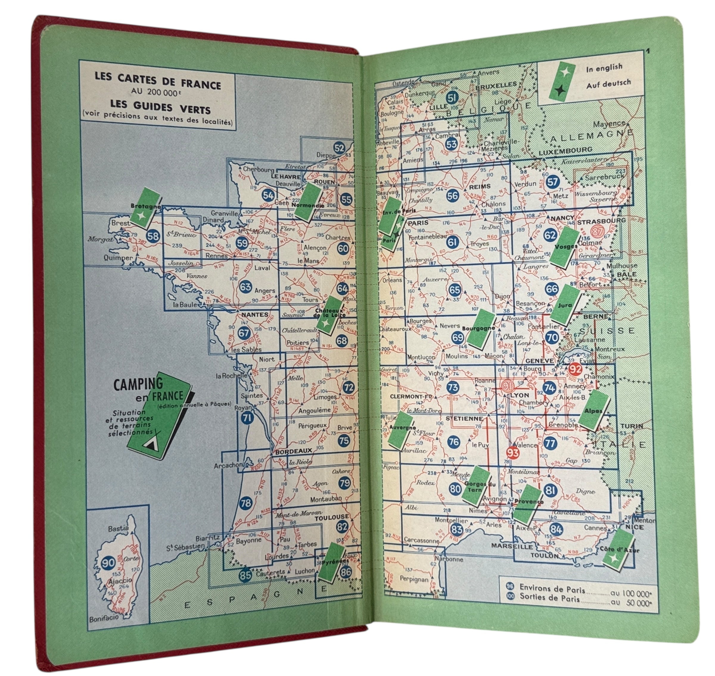 1959 Michelin Guide France red travel and restaurant book. Iconic Bibendum collectible for culinary and automotive history fans. Ships from Canada.