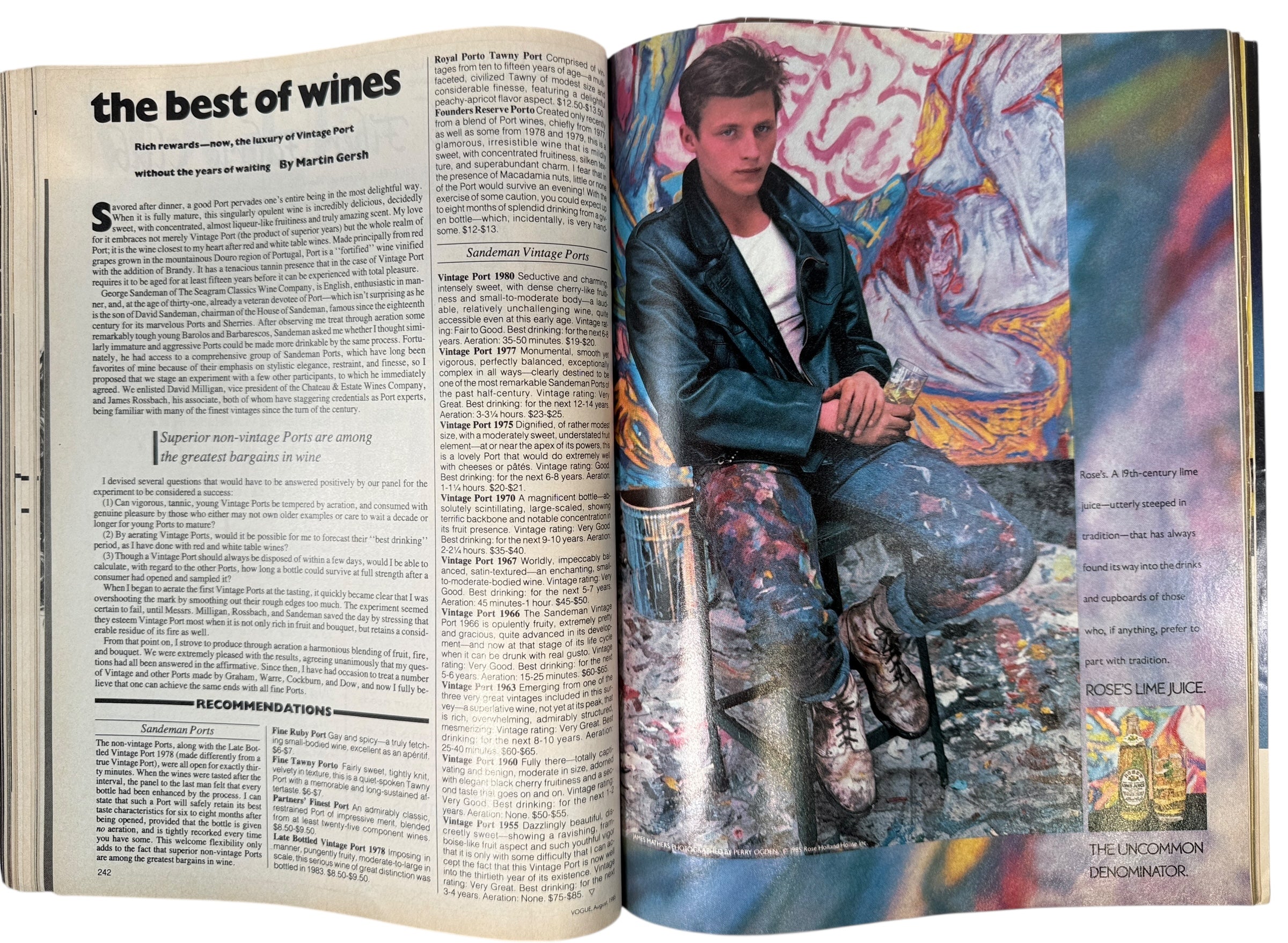 Vintage Vogue August 1985 featuring Alexa Singer with Avedon and Elgort photography, Joanna Pacula editorial, iconic 80s fashion, beauty, and Calvin Klein ads