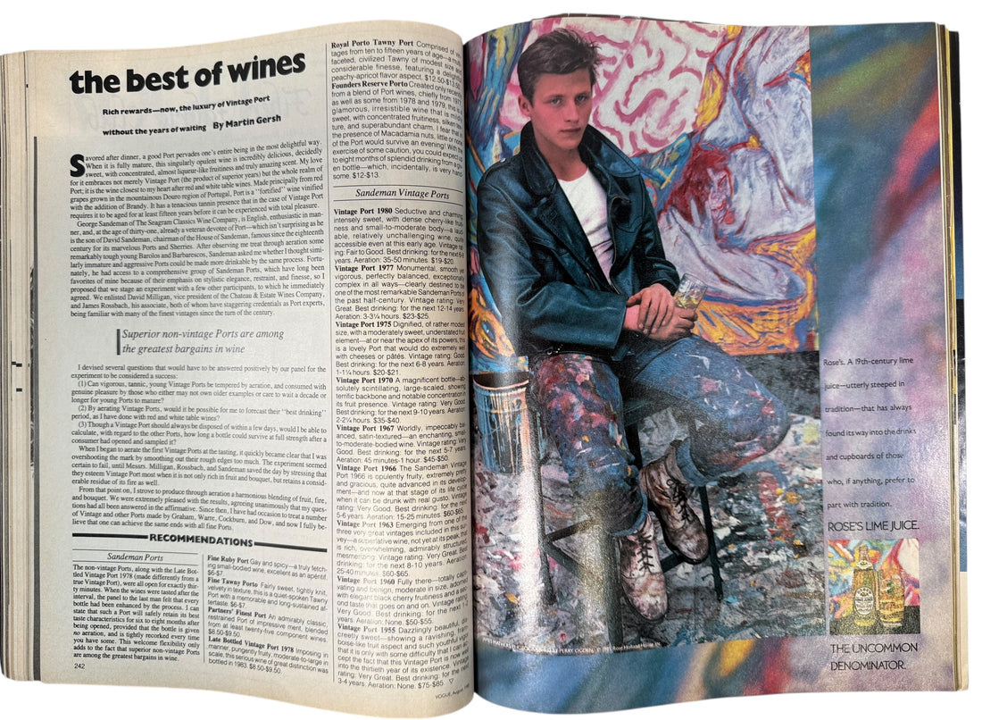 Vintage Vogue August 1985 featuring Alexa Singer with Avedon and Elgort photography, Joanna Pacula editorial, iconic 80s fashion, beauty, and Calvin Klein ads