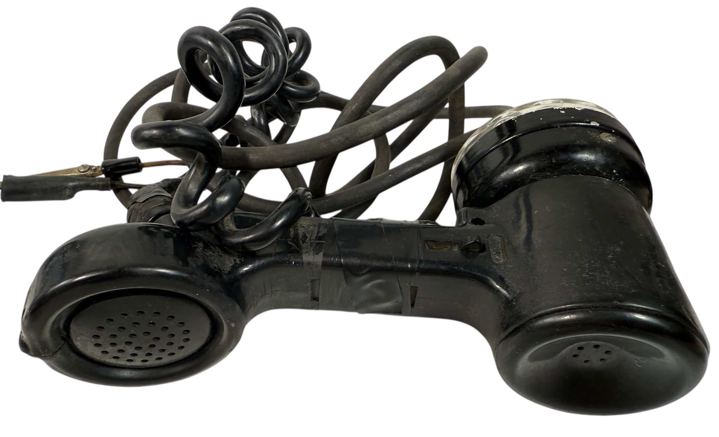 Vintage 1961 Western Electric 1013A lineman’s test phone handset – black Bakelite rotary dial Bell System tool, USA telecom collectible, retro industrial décor.