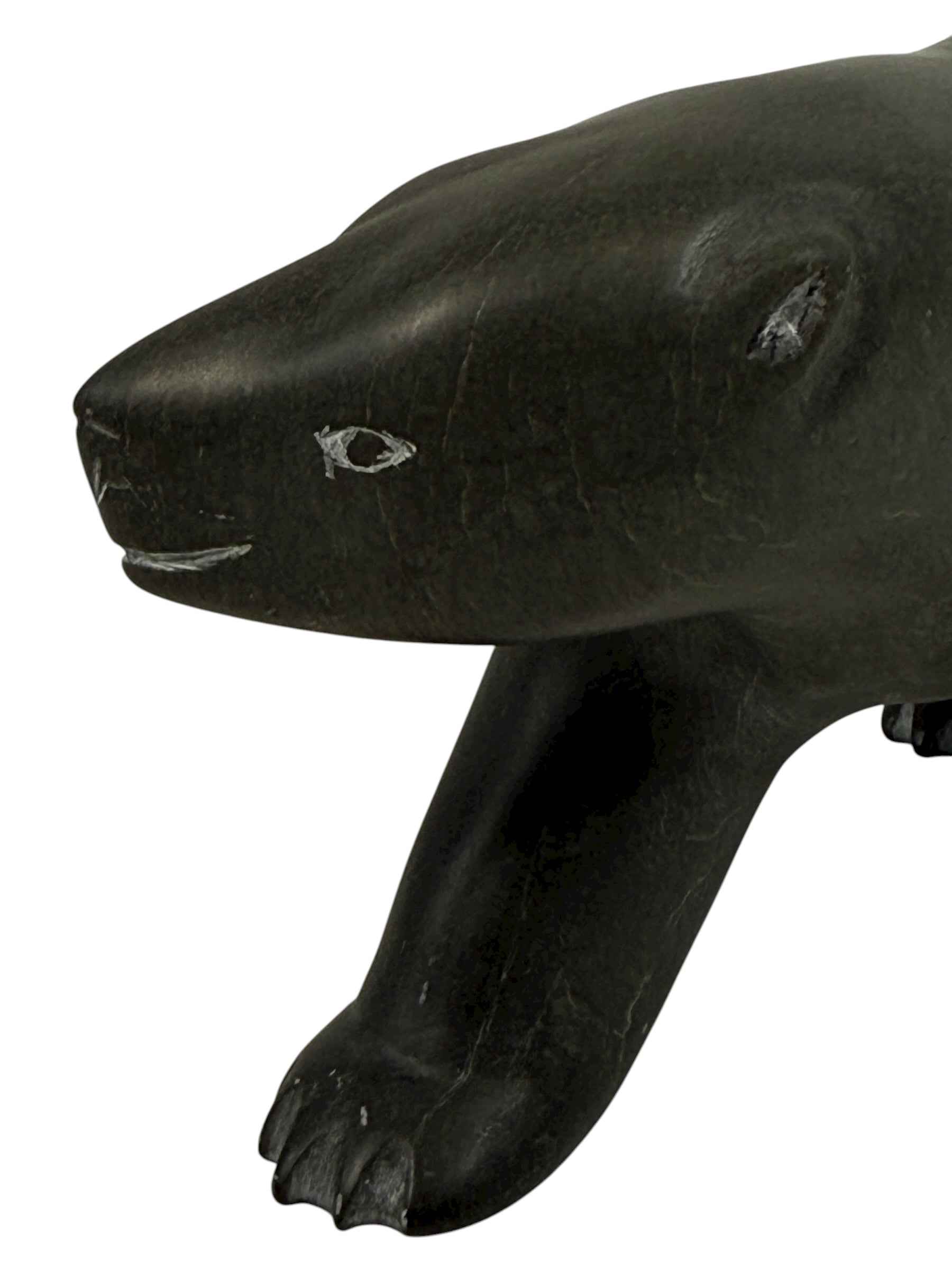 Inuit Soapstone Bear – Joe Ittukalak – Signed & Dated 2004 – 10″ Carving – Nunavik Canada