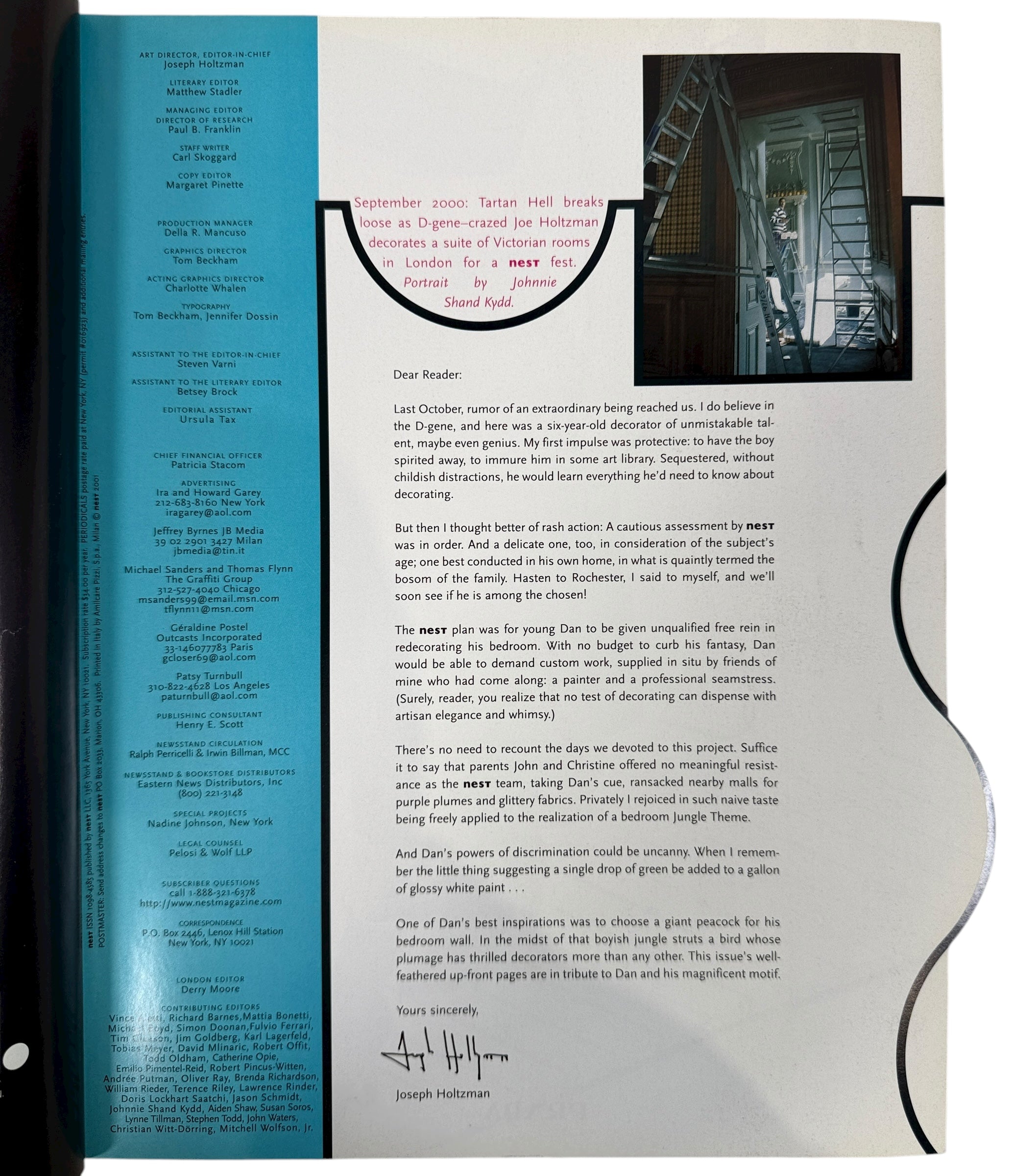 Rare Nest Spring 2001 issue with die-cut cover and “Decorator Gene” theme. Iconic avant-garde interiors magazine in good collectible condition.