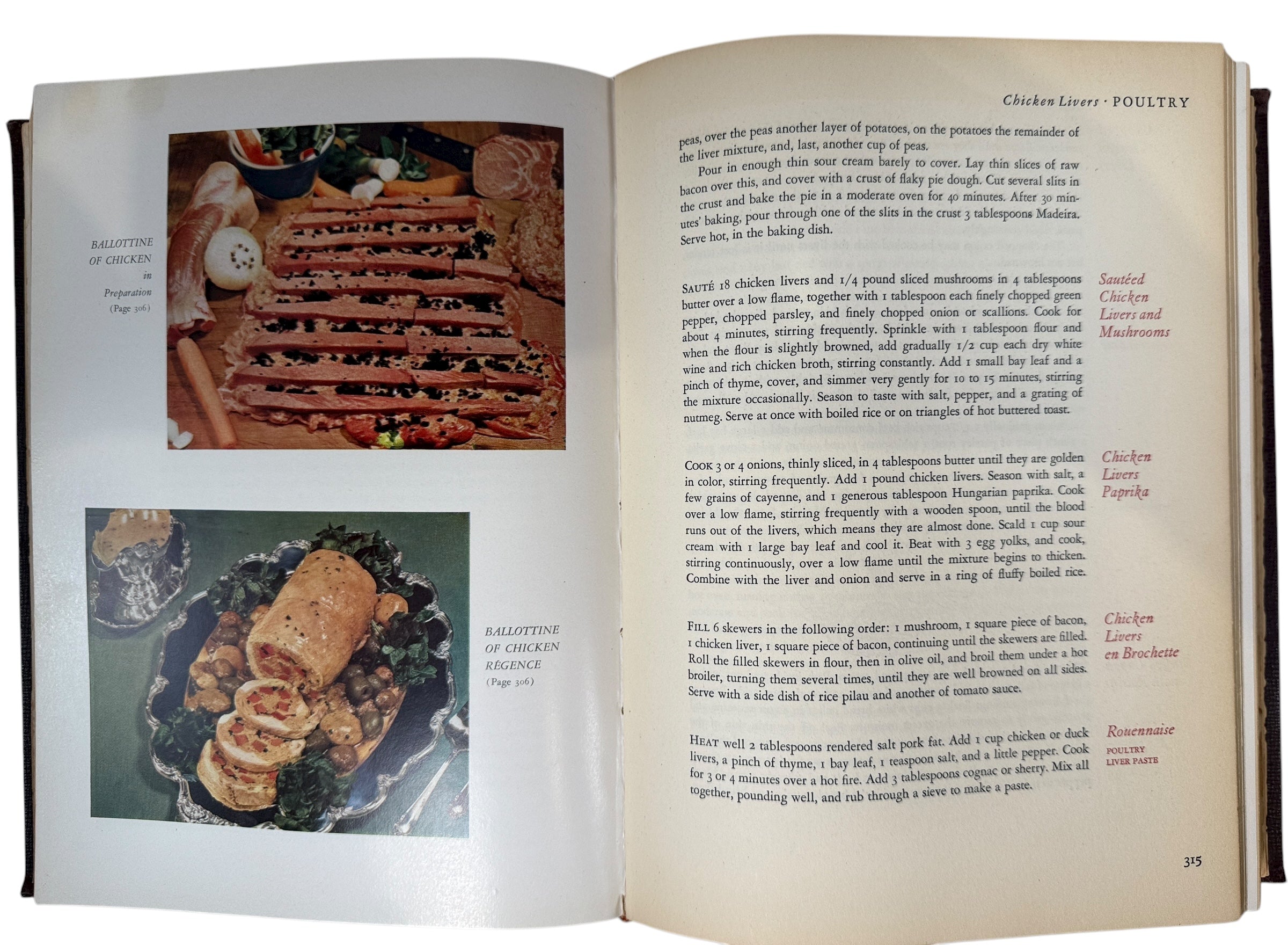 Vintage 1950 Gourmet Cookbook by Elizabeth B. Dietrich. Early edition from Gourmet Magazine with gilt cover and color plates. Classic mid-century collectible.