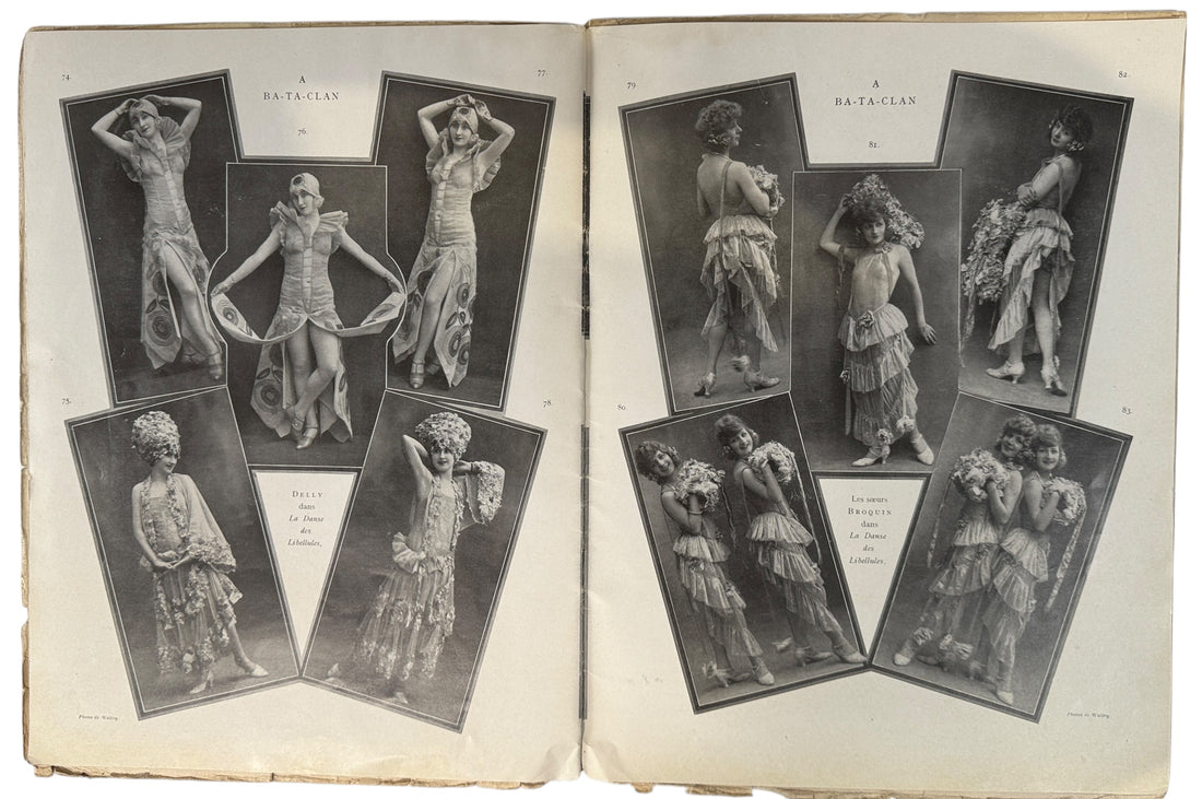 Vintage 1923 Folies-Bergère souvenir album by Paris Art Éditions. Rare Art Deco photos of Paris Music Hall dancers by Waléry.