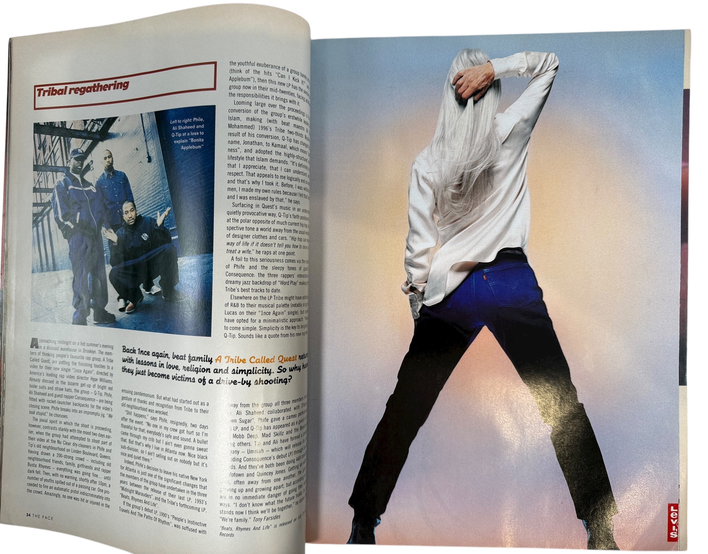 Vintage The Face Magazine August 1996 featuring Tribal Gathering, Nas, Busta Rhymes, Neneh Cherry and 90s fashion. Rare UK culture issue. Ships from Canada.