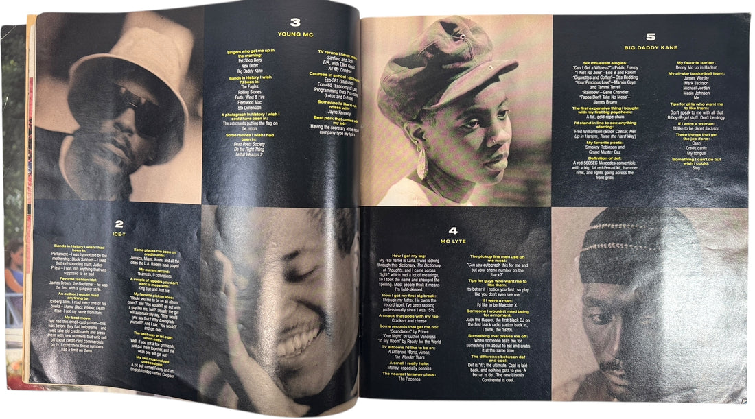 Early 90s NYC culture magazine with Bridget Fonda, Ice-T, Young MC, MC Lyte, Big Daddy Kane and nightlife fashion. Scarce collectible downtown culture issue.