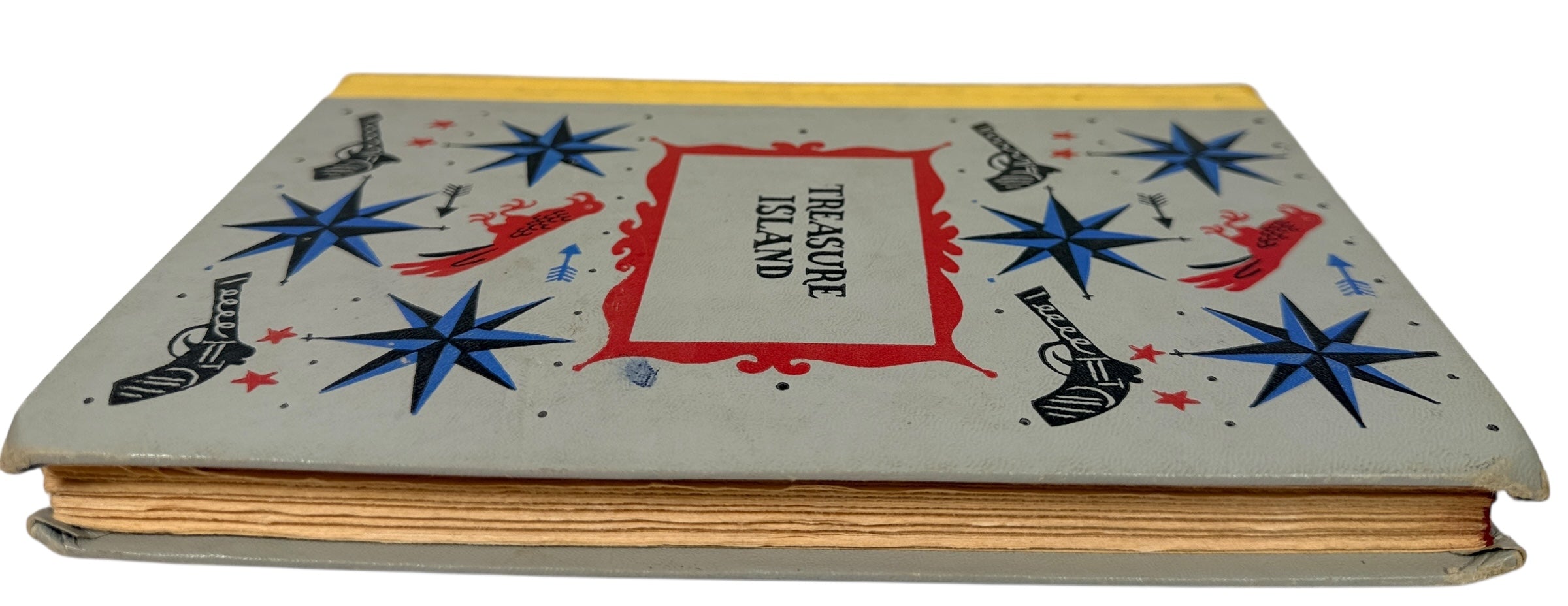 A 1954 Junior Deluxe Illustrated edition of Treasure Island with bright cover art. Vintage children’s classic, clean pages, ideal for décor or gifting.