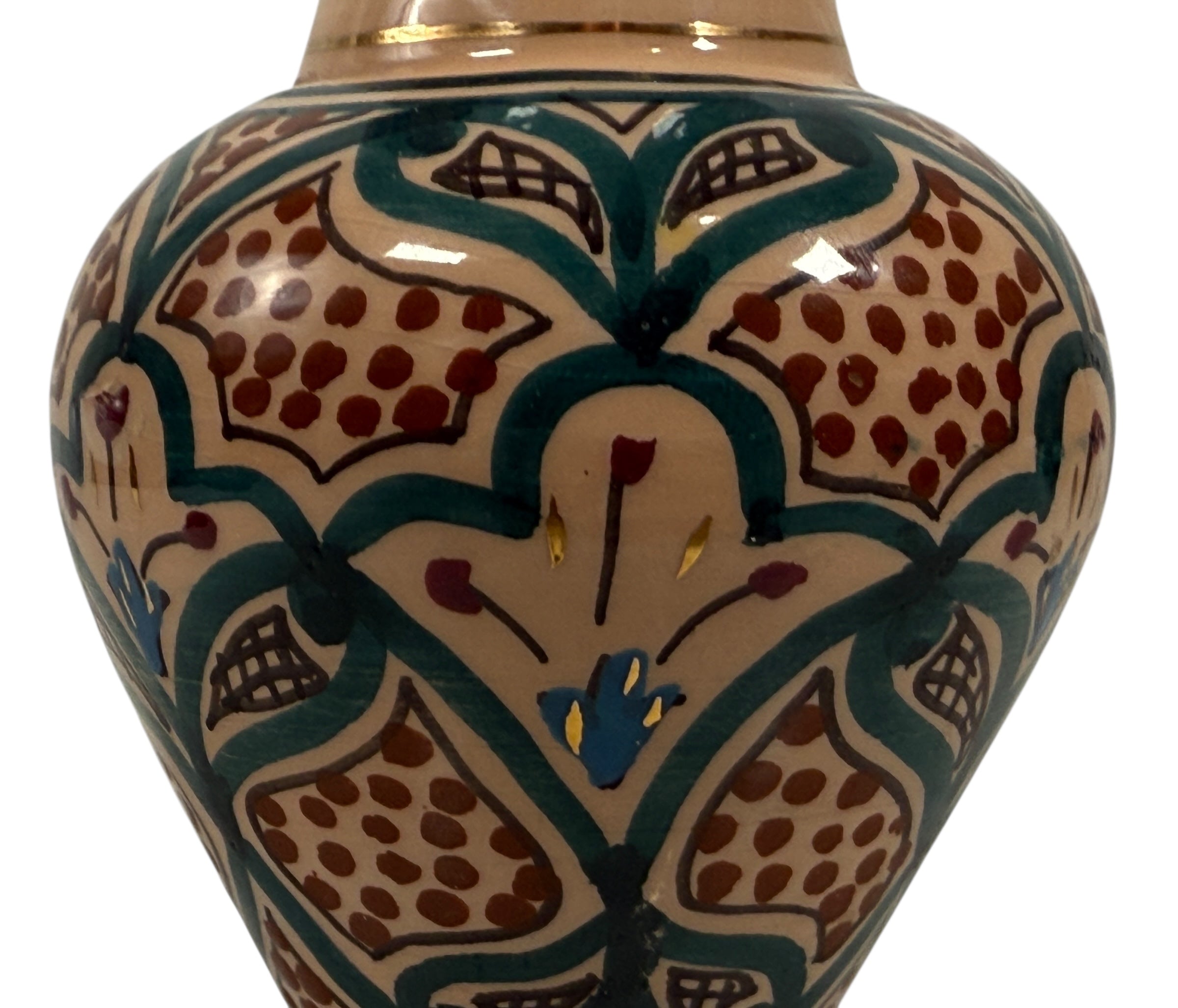 Vintage Tunisian Pottery Vase – Hand-Painted “Tunisie TL PB” Mark, 6¾″ Tall