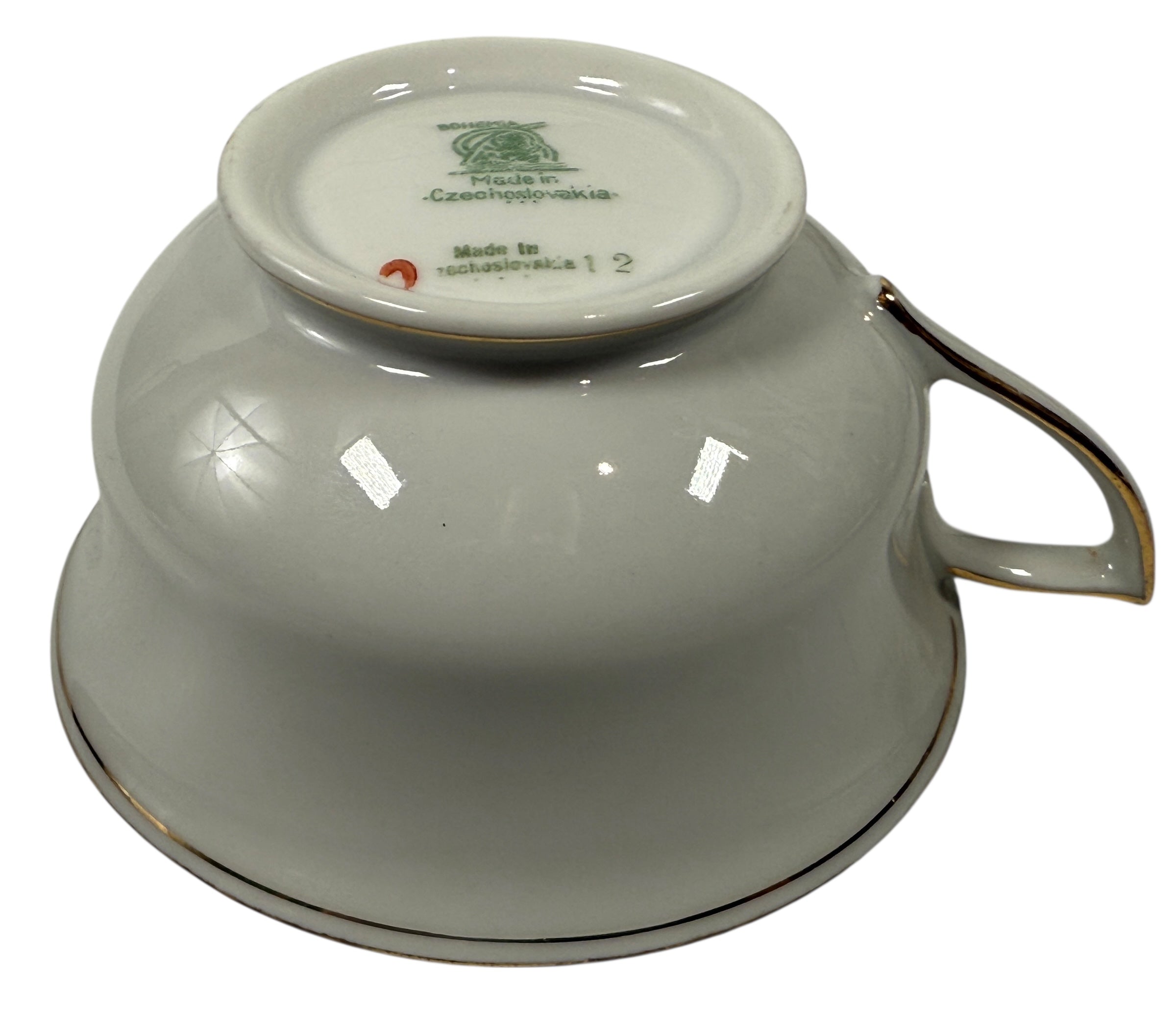 Vintage Bohemia Czechoslovakia Gold-Rim Cups & Saucers – Set of 4