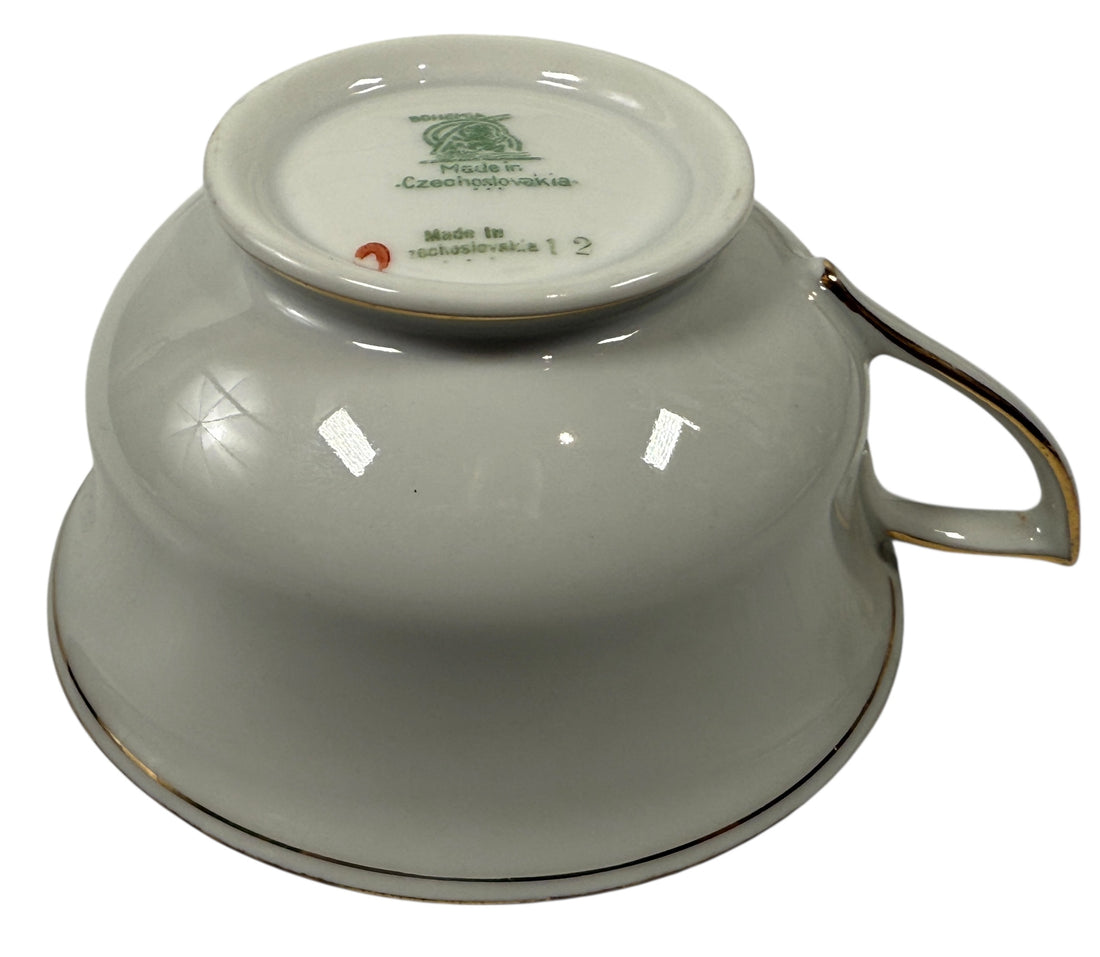 Vintage Bohemia Czechoslovakia Gold-Rim Cups & Saucers – Set of 4