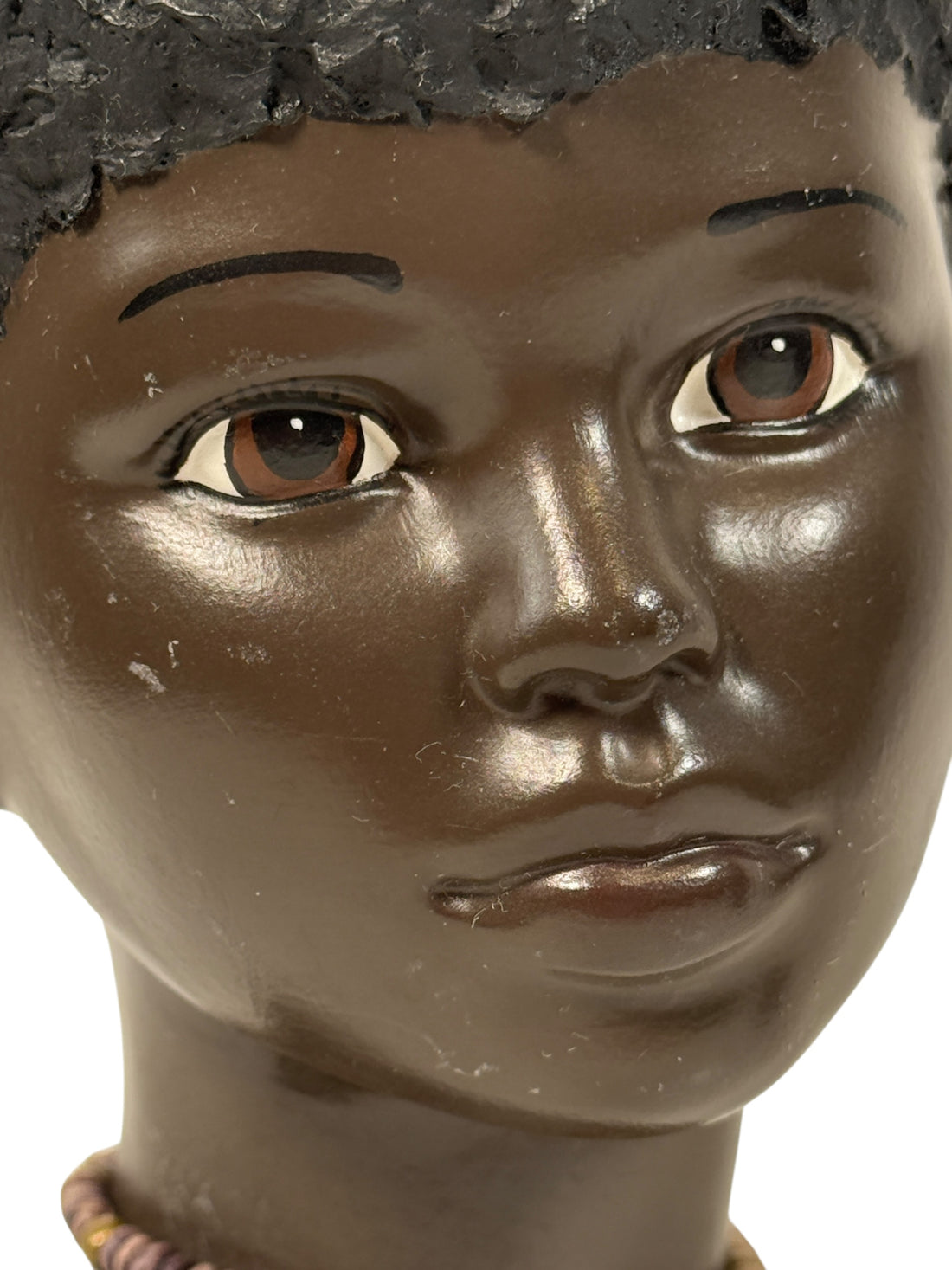 Paire de figurines en céramique artisanales CLS de 1987 – Garçon et fille – Style art populaire minimaliste