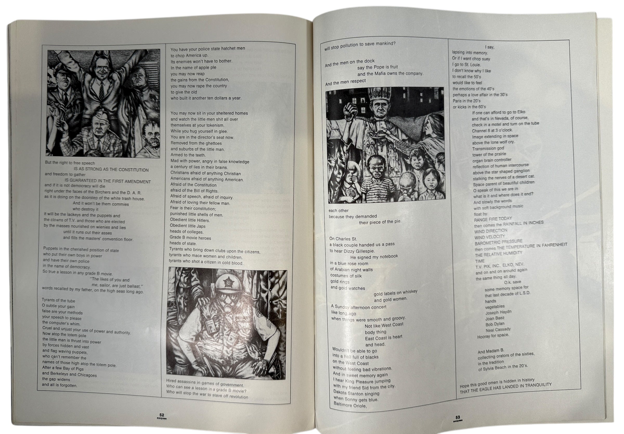 Evergreen Review No. 87, Feb 1971 – Lane Pederson cover with works by Amiri Baraka, Mike Royko &amp; others. Classic avant-garde literary magazine.