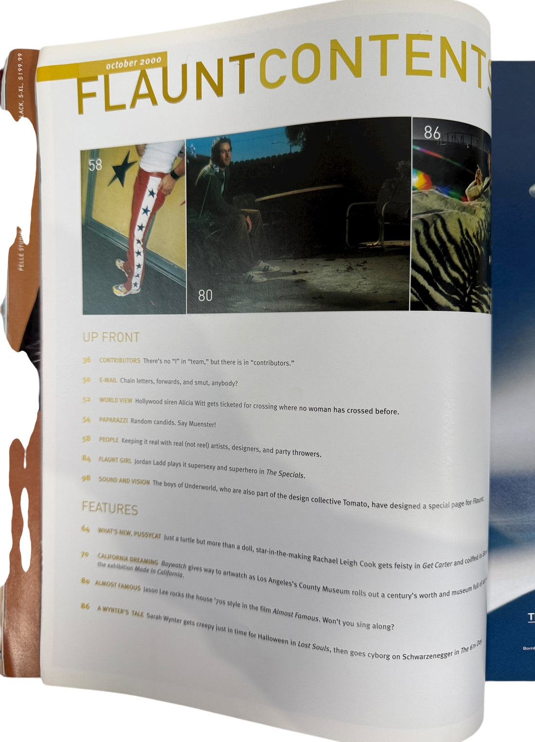 Flaunt Magazine October 2000 “Star Burst” Issue #18 – features Rachael Leigh Cook, Jason Lee, Sarah Wynter, and John Galliano fashion spread.