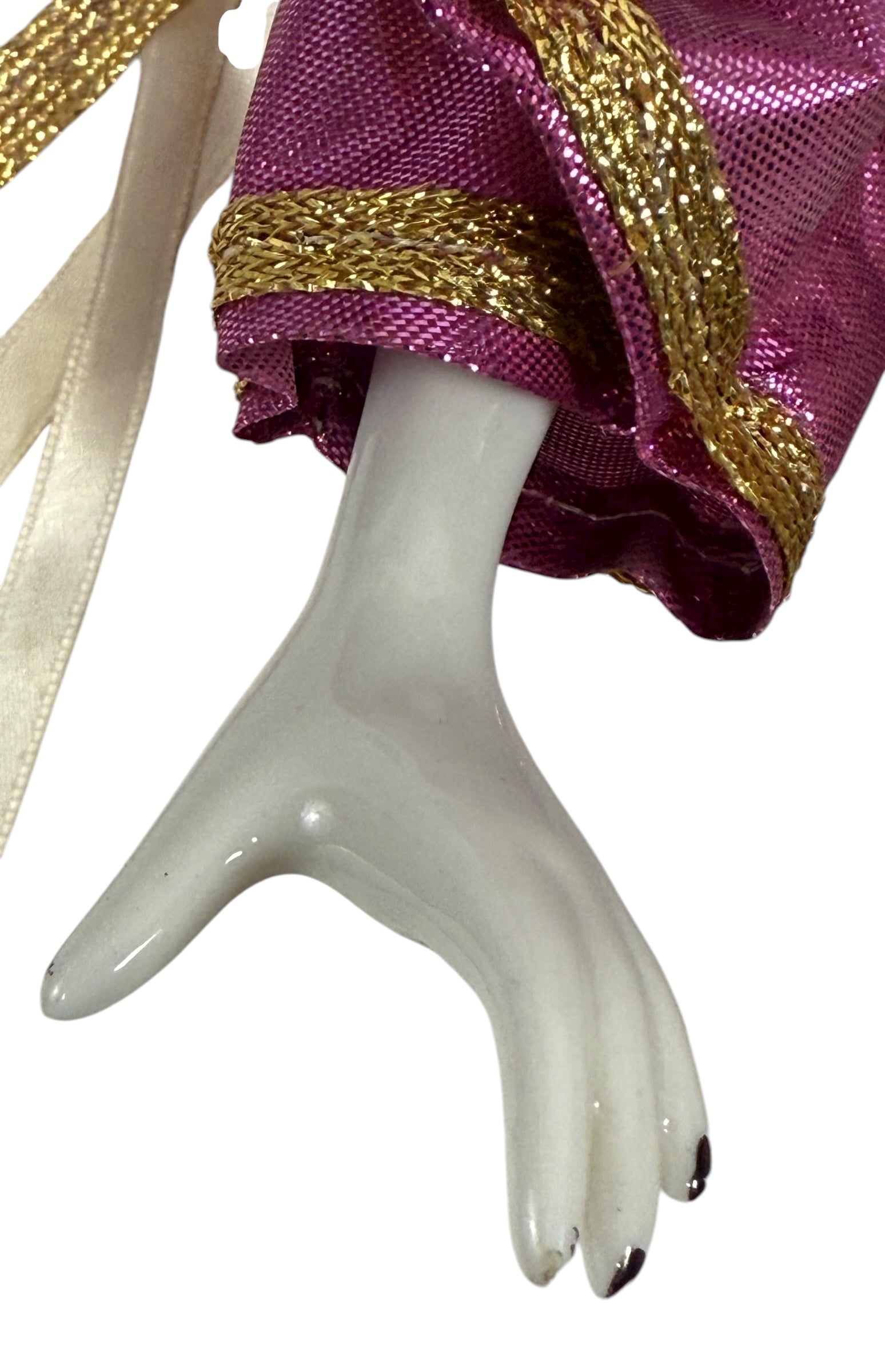 Poupée bouffon arlequin en porcelaine vintage – 45 cm, costume en parfait état