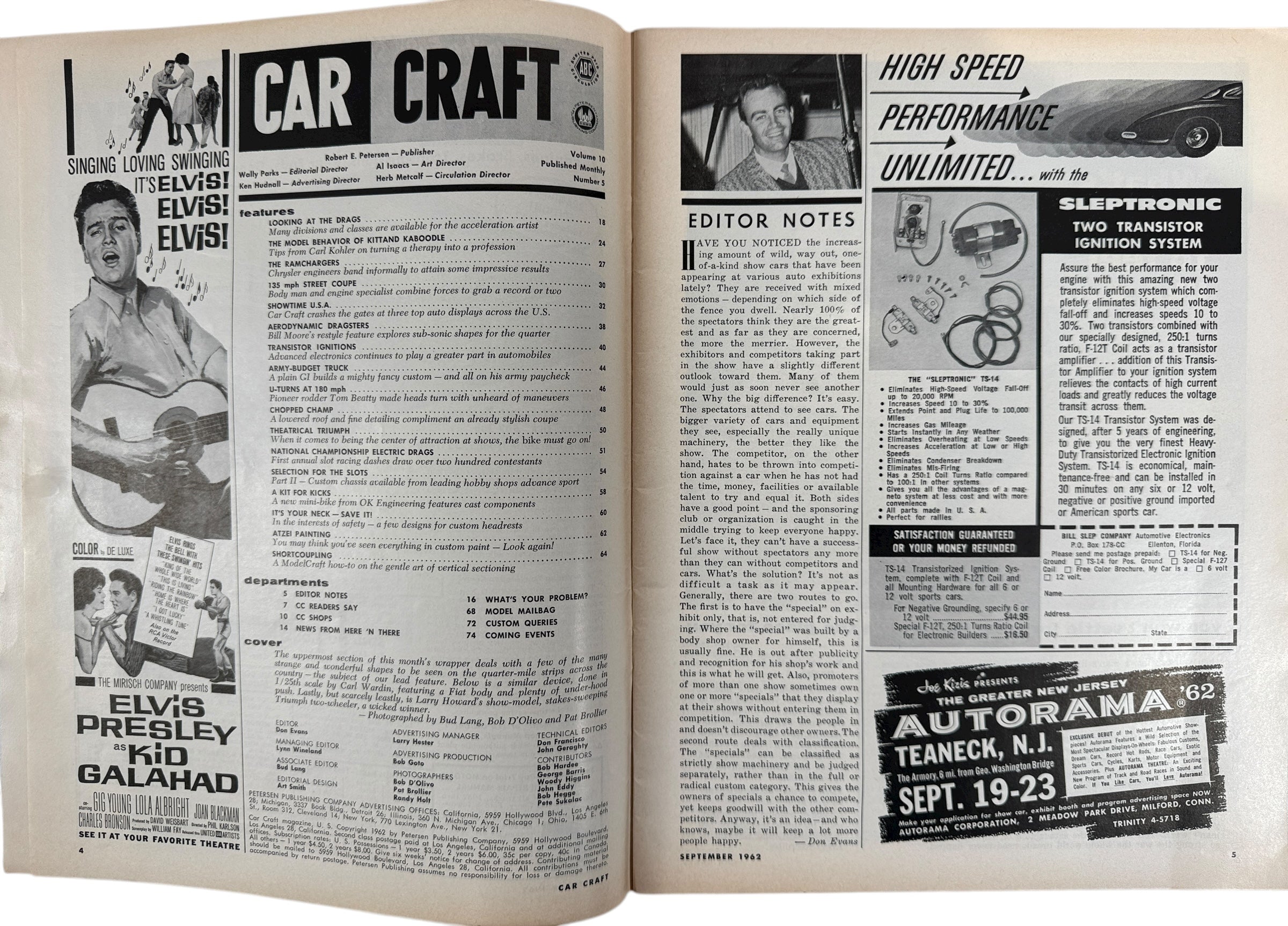 Vintage Car Craft magazine lot Sept 1961 & Sept 1962. Classic hot-rod builds, drag racing, tech tips, custom culture. Great for collectors and garage décor.