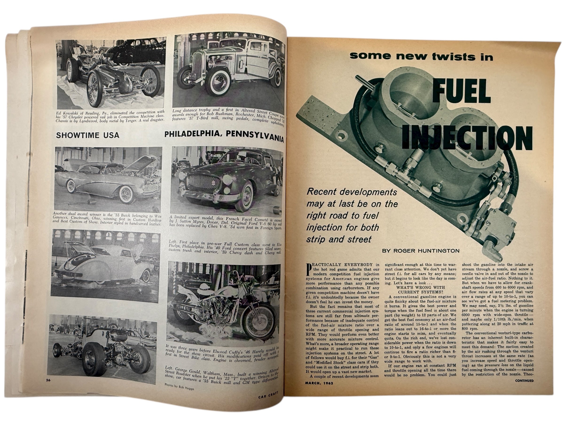 1962 Car Craft magazine featuring Starbird’s Forcasta custom build. Vintage hot-rod, drag racing, and model-car content. Great collectible automotive ephemera.