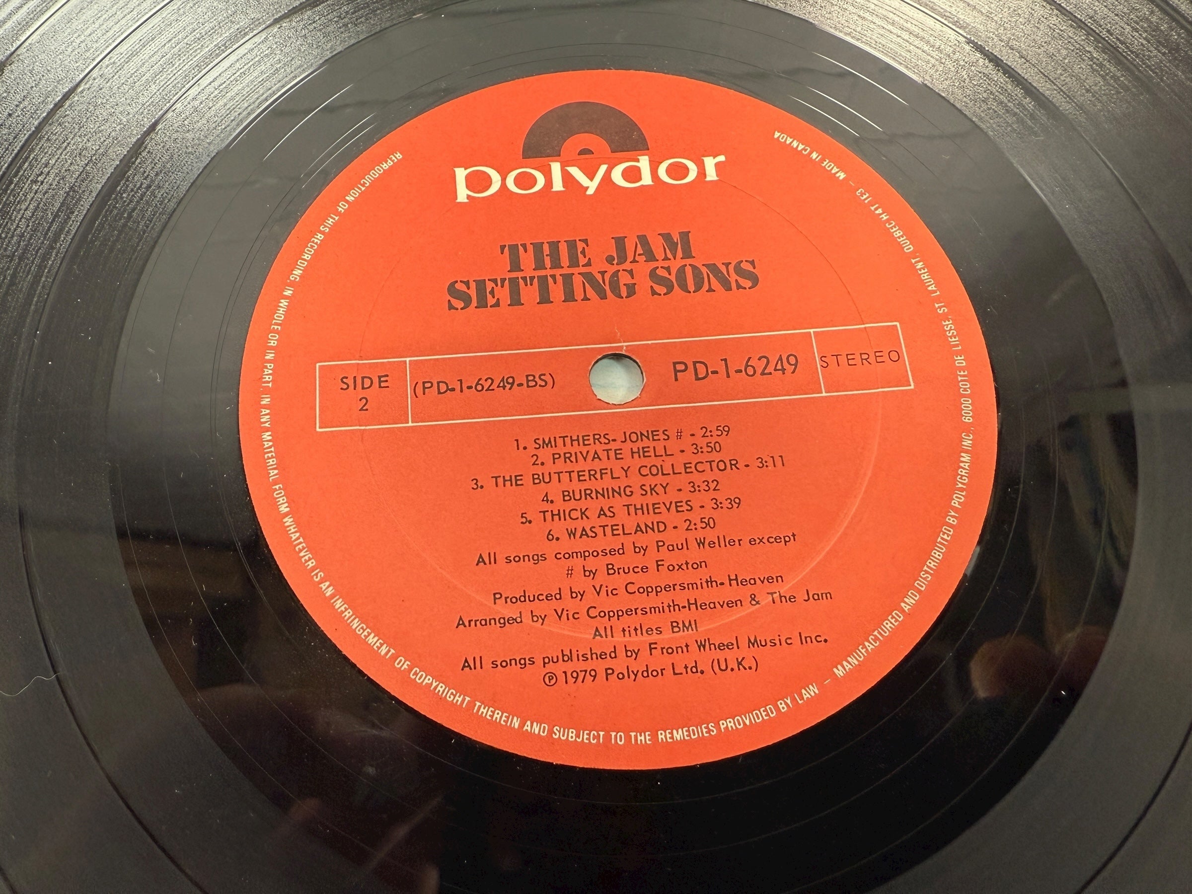 Vintage 1979 The Jam Setting Sons LP on Polydor, U.S. pressing. VG play copy with clean labels and original sleeve. Classic Mod Revival essential.