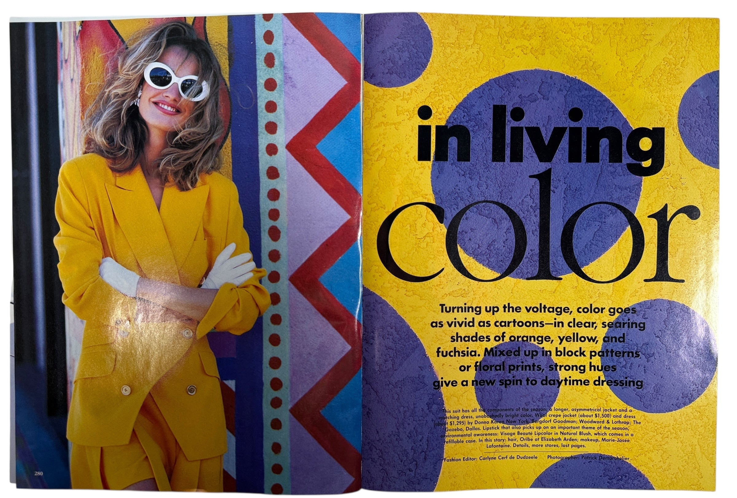 Vintage Vogue February 1991 issue featuring Claudia Schiffer, GUESS editorial, and iconic early 90s fashion and Absolut Chicago advertising.