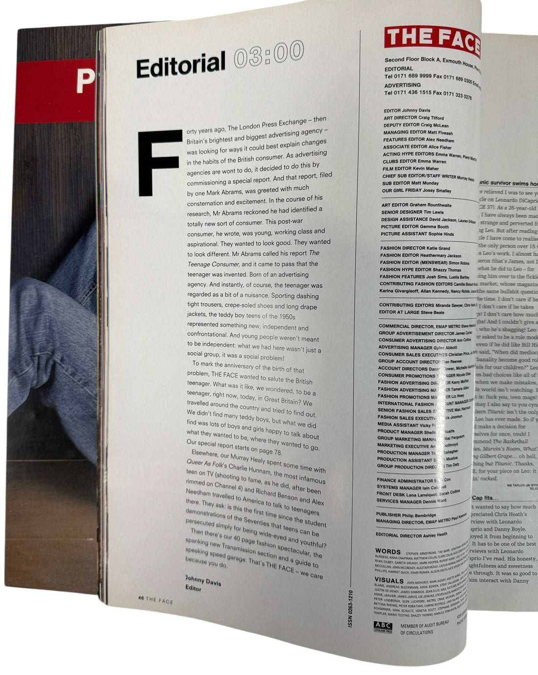 The Face March 2000 issue exploring Teen 2000 and Teenage Britain. Original UK Y2K magazine with intentional handwritten graphic design and complete interior.