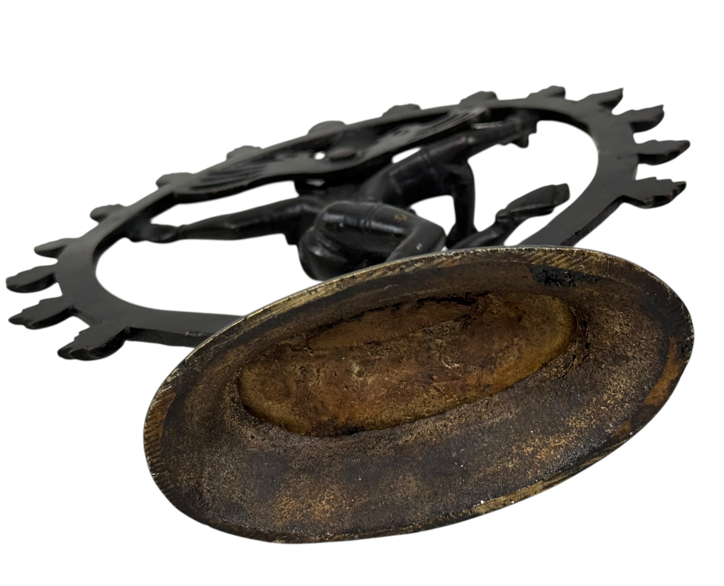 Indian Shiva Nataraja brass statue with cosmic ring of flames. Vintage devotional décor for altar, yoga or meditation spaces. Late 20th century. India.