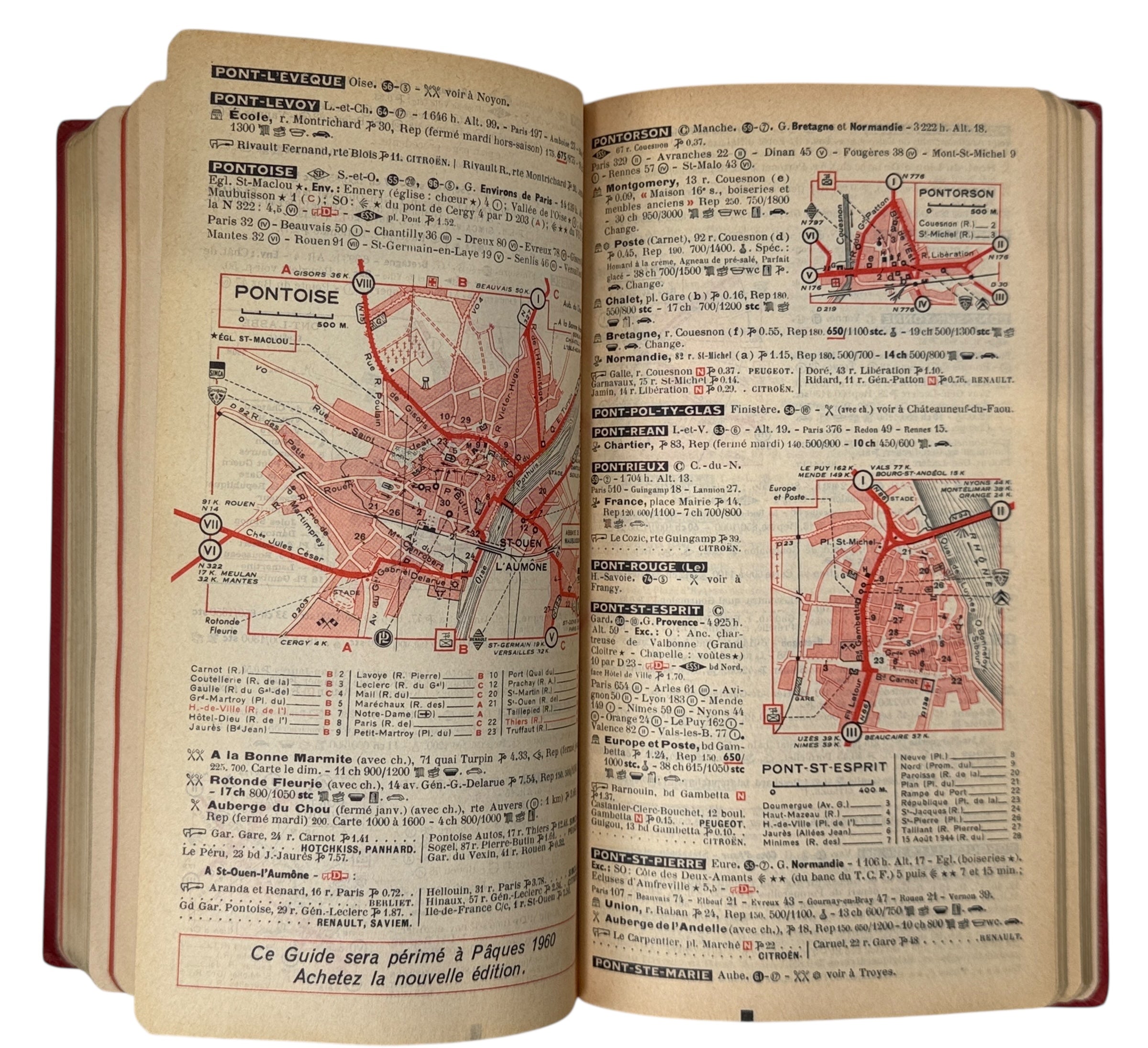 1959 Michelin Guide France red travel and restaurant book. Iconic Bibendum collectible for culinary and automotive history fans. Ships from Canada.