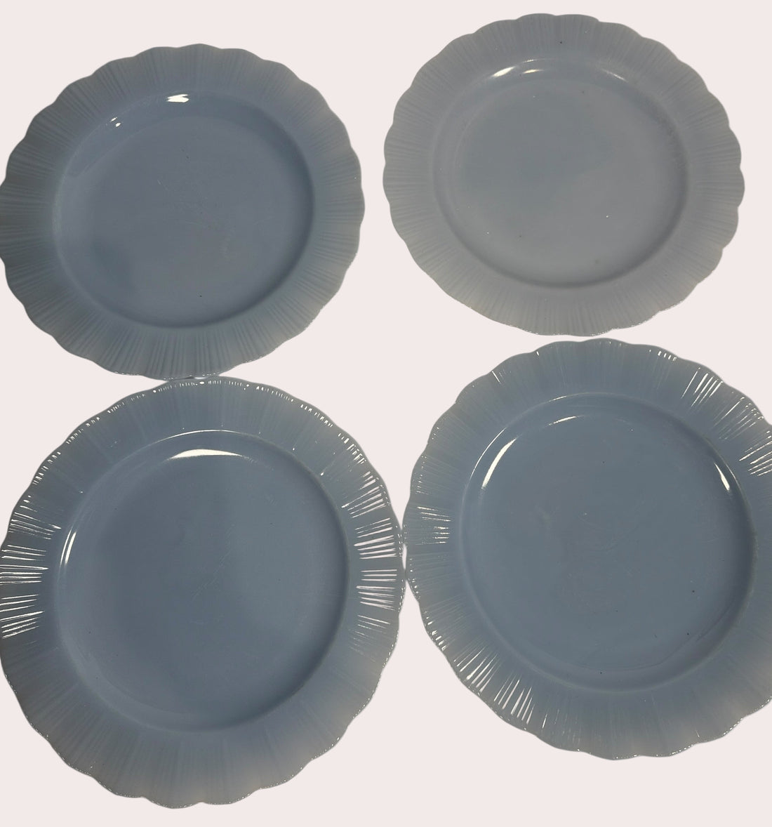 Vintage PYREX Canada “Delphite Blue” Pie-Crust Rim Dinner Plates – Set of 6 – Excellent Condition