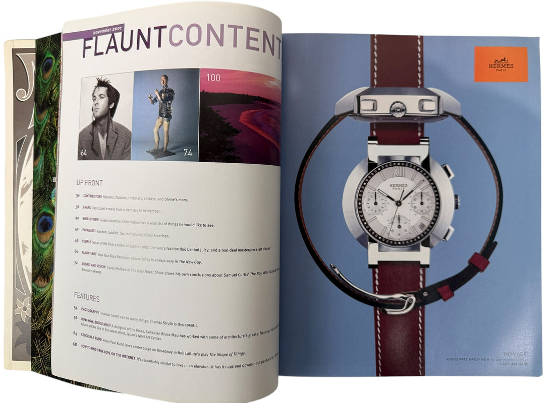 Flaunt Magazine Nov 2001 Drew Barrymore cover “Peace” Third Anniversary Issue. Bold psychedelic design, collectible pop-culture magazine VG condition