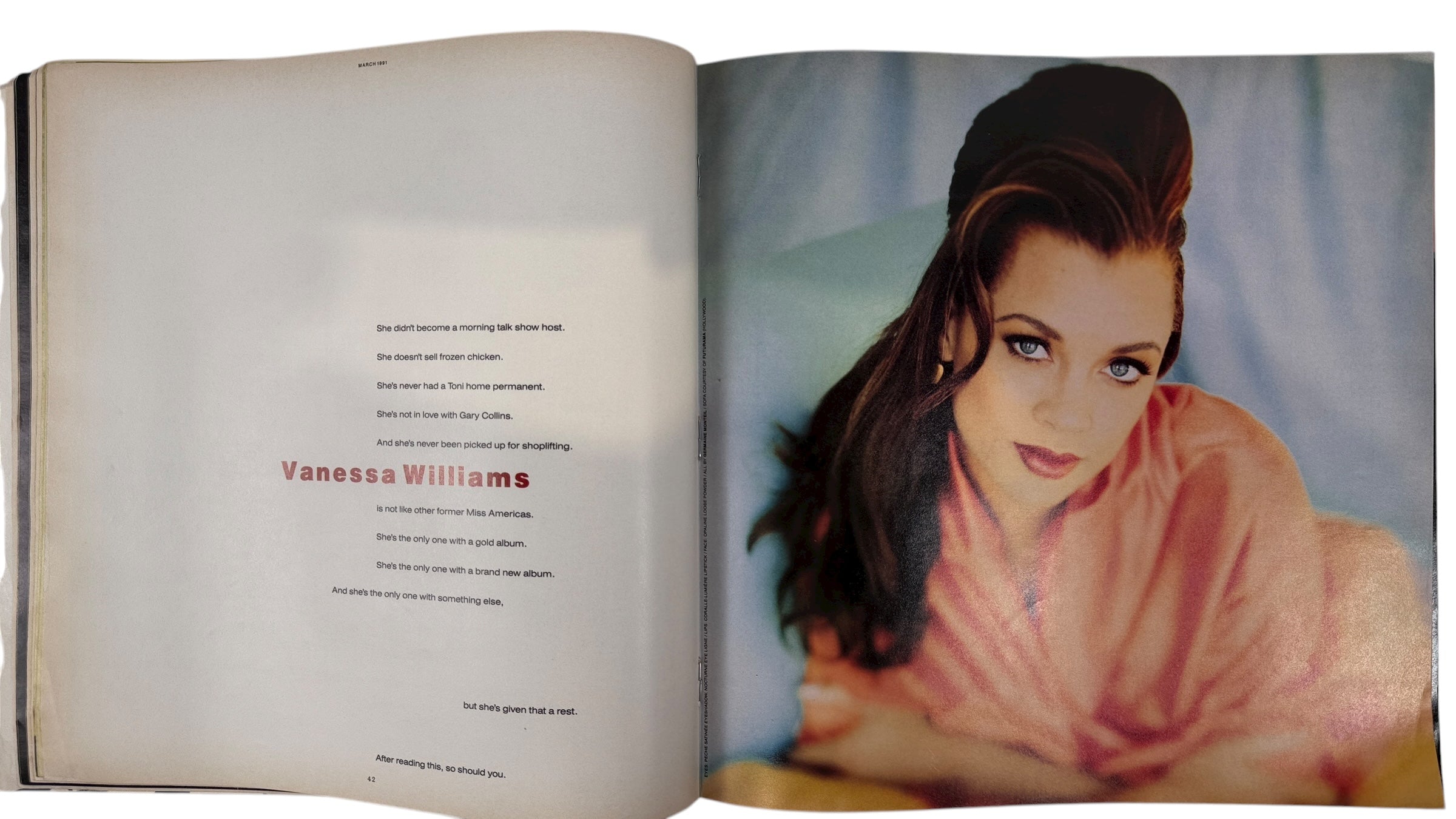 Egg Magazine March 1991 with Vanessa Williams cover. Rare collectors issue featuring ’90s fashion, She-Rap, and pop culture highlights.