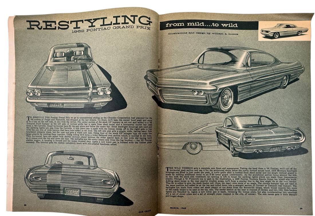 1962 Car Craft magazine featuring Starbird’s Forcasta custom build. Vintage hot-rod, drag racing, and model-car content. Great collectible automotive ephemera.