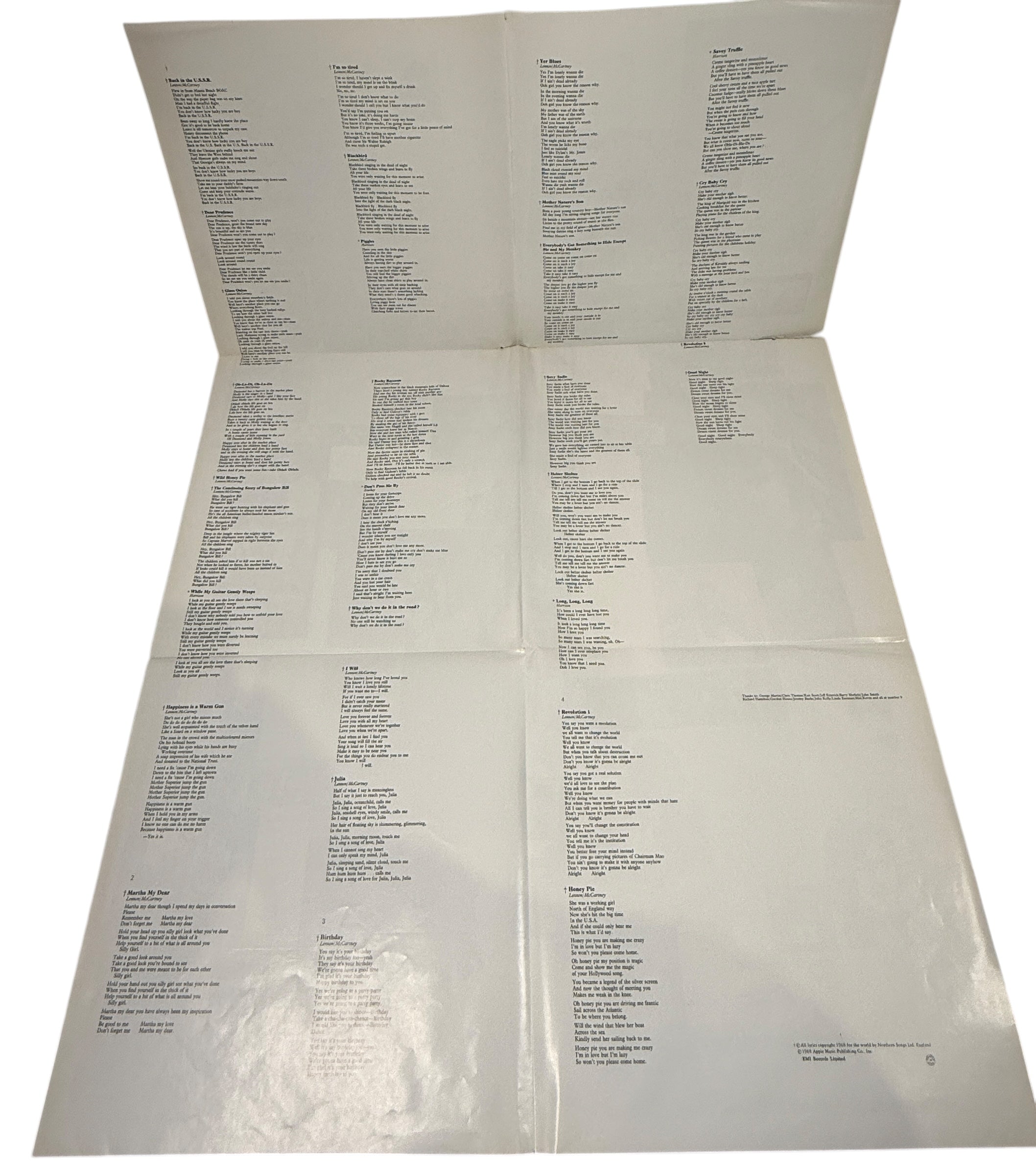 Complete Canadian pressing of The Beatles White Album with poster and all four photos. Classic SWBO-101 2LP set for collectors and vinyl fans.