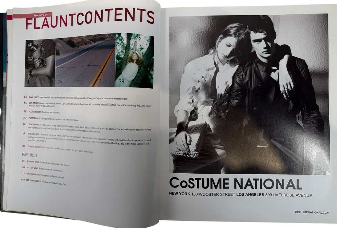 Flaunt Magazine February 2002 James King Men’s Issue. Bold Queen of Hearts cover, VG condition, culture and fashion features. Collectible early 2000s Flaunt.