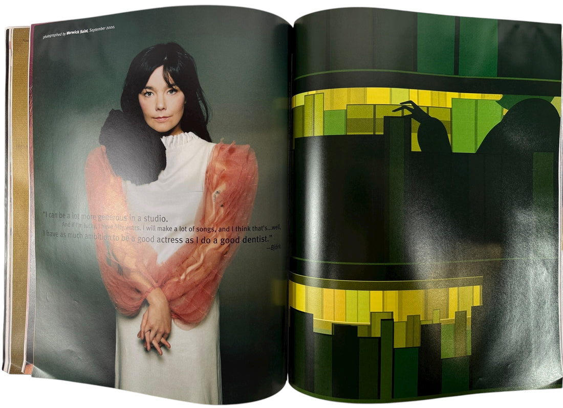 Flaunt Magazine Second Anniversary Nov 2000. Gold-foil mosaic cover, VG condition, clean pages. Rare early collector issue for fashion and design fans.