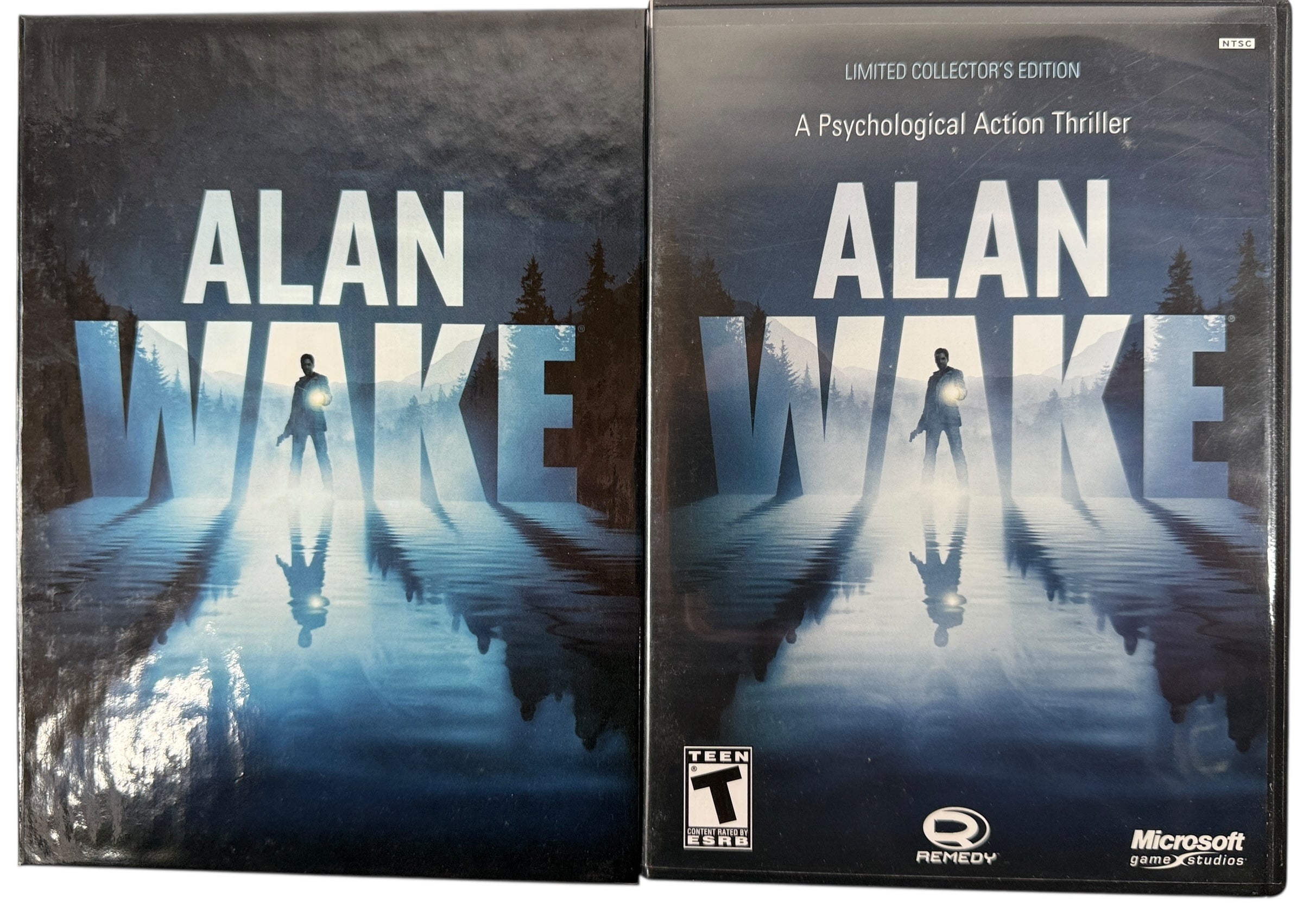 Alan Wake Limited Collector’s Edition for Xbox 360 with hardcover Alan Wake Files book. Complete NTSC set in very good condition