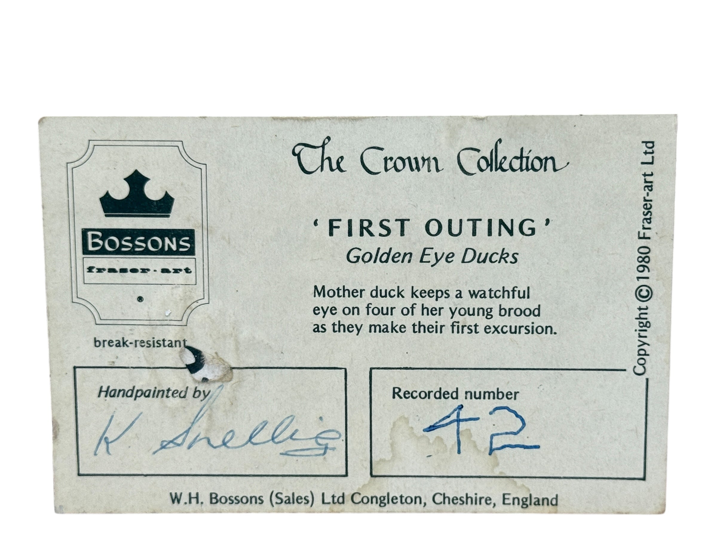 Bossons Crown Collection – “First Outing” Golden Eye Ducks (1980) Hand-Painted. #42