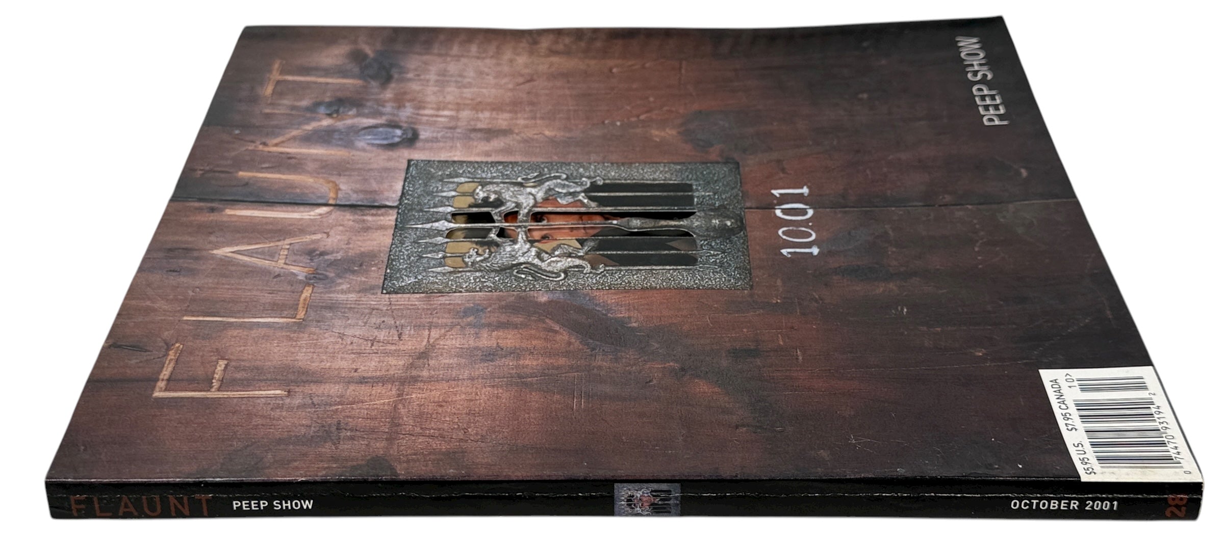 Vintage Flaunt Magazine Oct 2001 with Ben Stiller cover and Leonard Cohen feature. VG+ with original You Glow Ghoul insert. Collectible early 2000s issue.