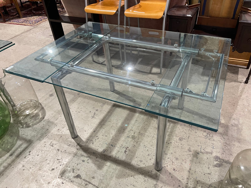 Extending Tubular Glass & Chrome Table